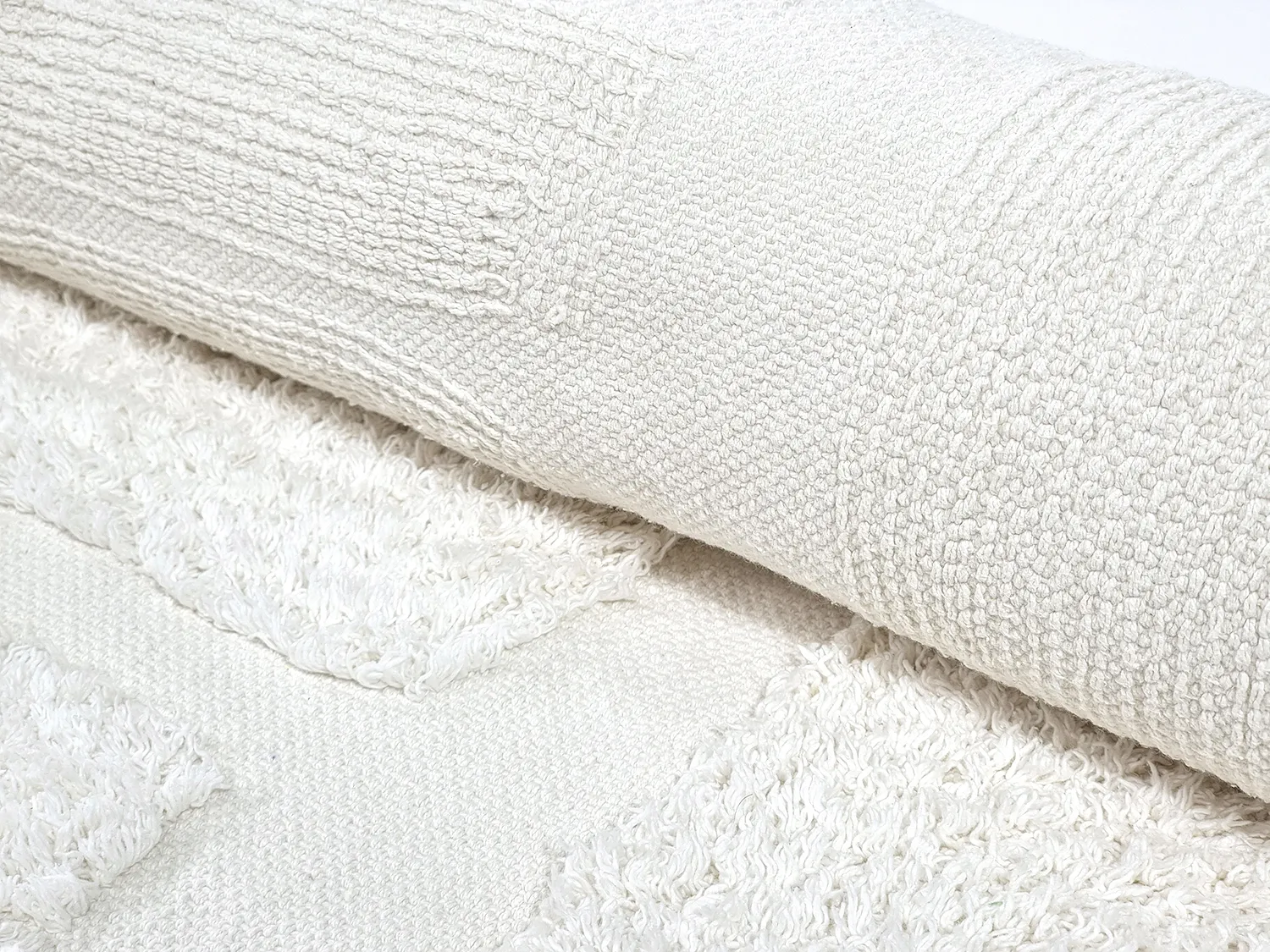 Tapis rond - Salem Natural Cotton Shaggy (blanc cassé)