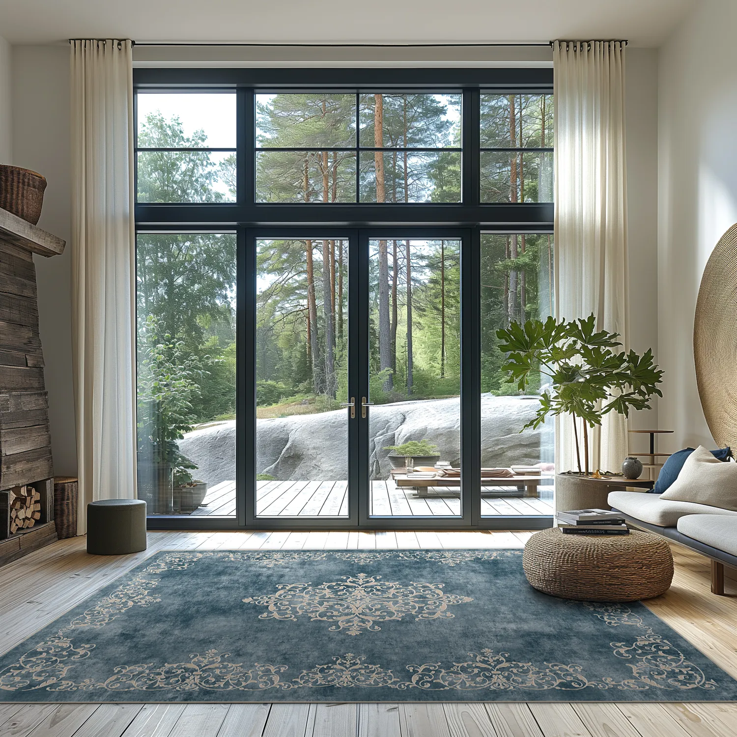Tapis Wilton - Santi (bleu/beige)