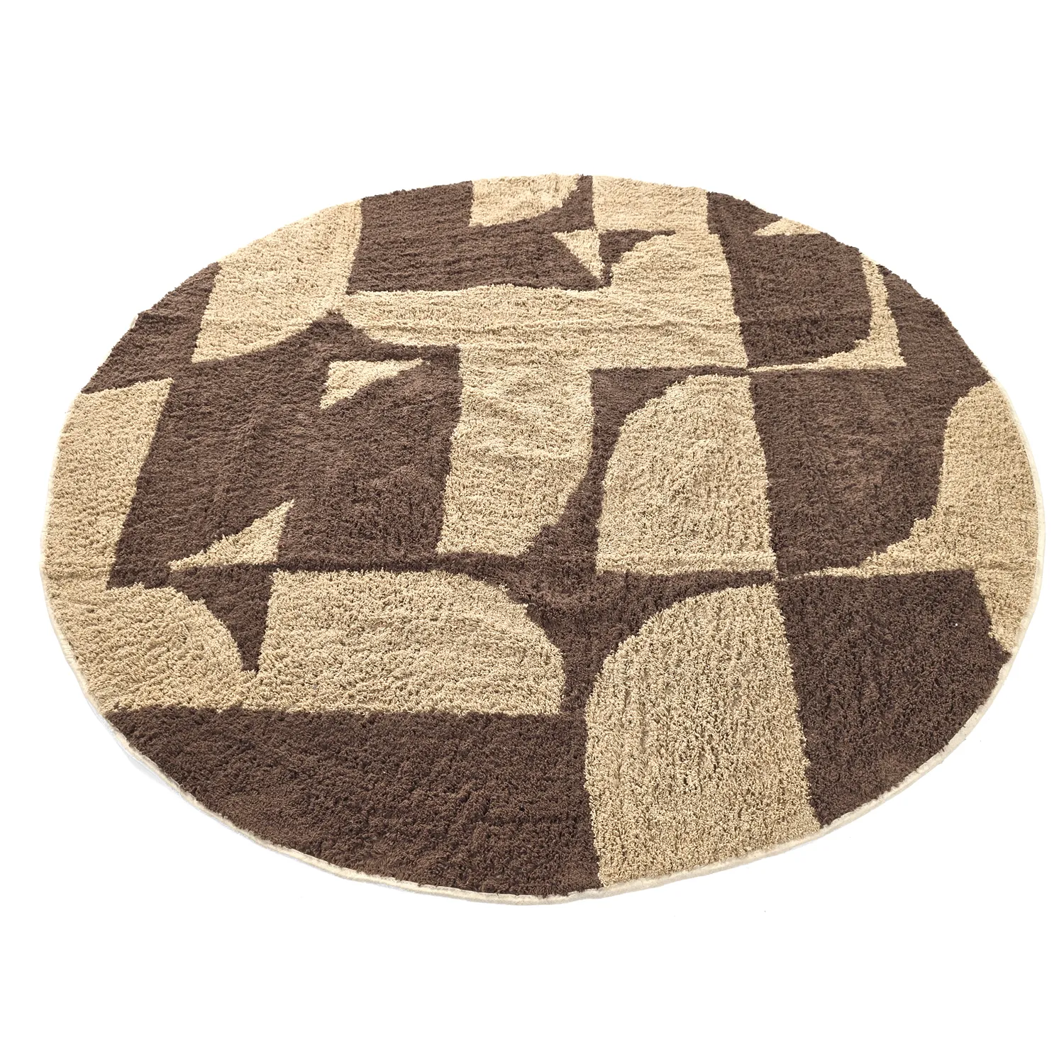 Tapis rond - Siberia Natural Cotton Shaggy (beige/marron)