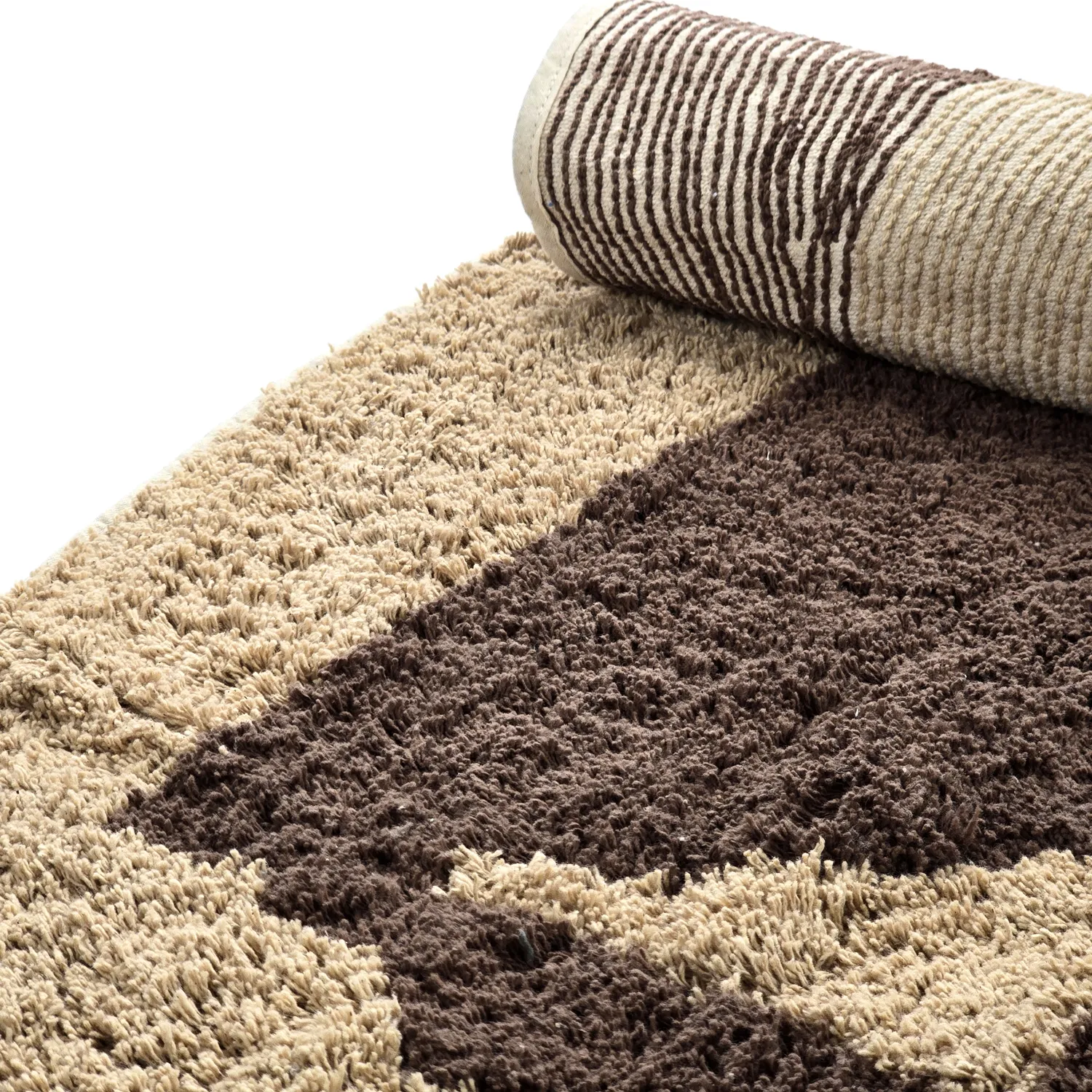 Tapis rond - Siberia Natural Cotton Shaggy (beige/marron)