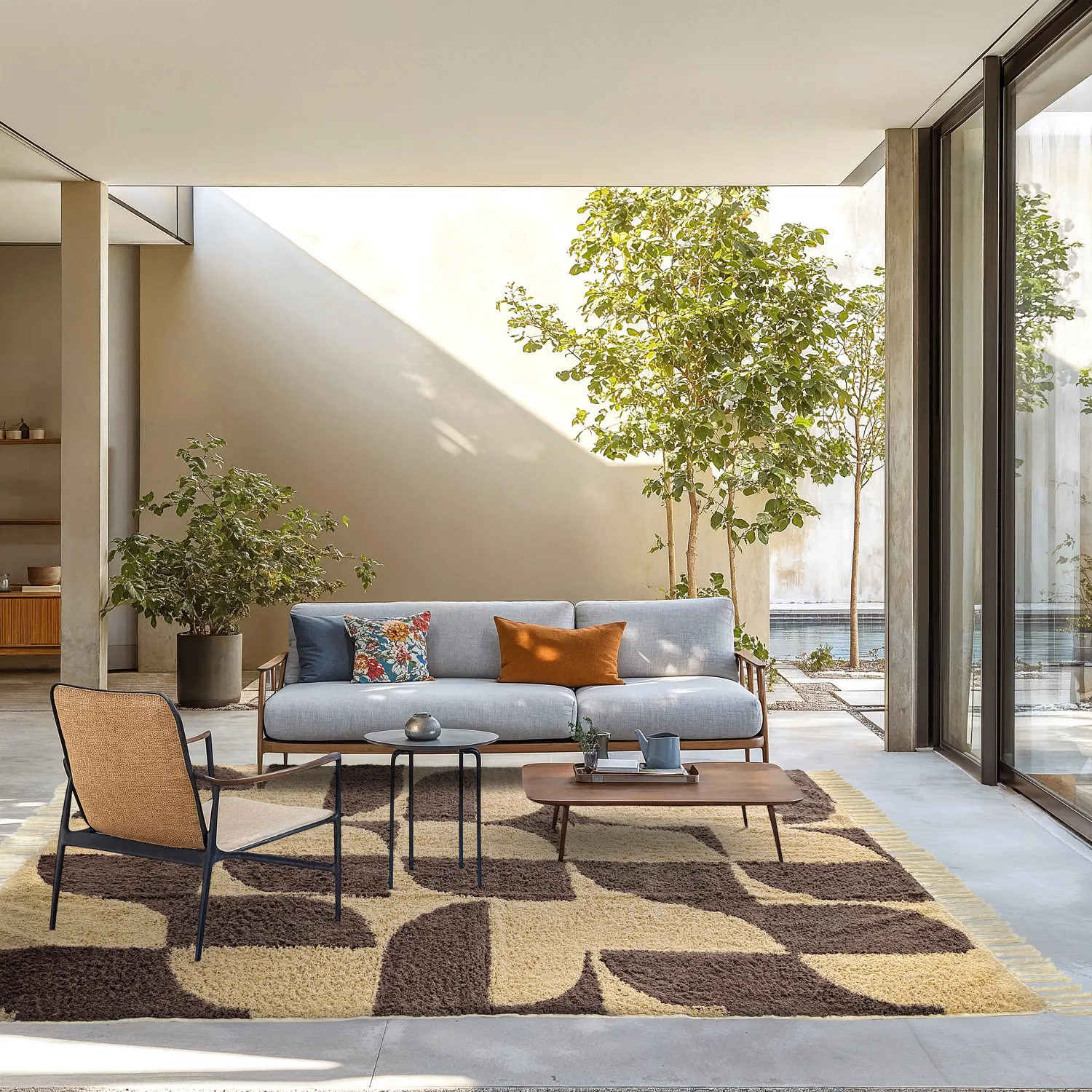 Tapis shaggy - Siberia Natural Cotton Shaggy (beige/marron)
