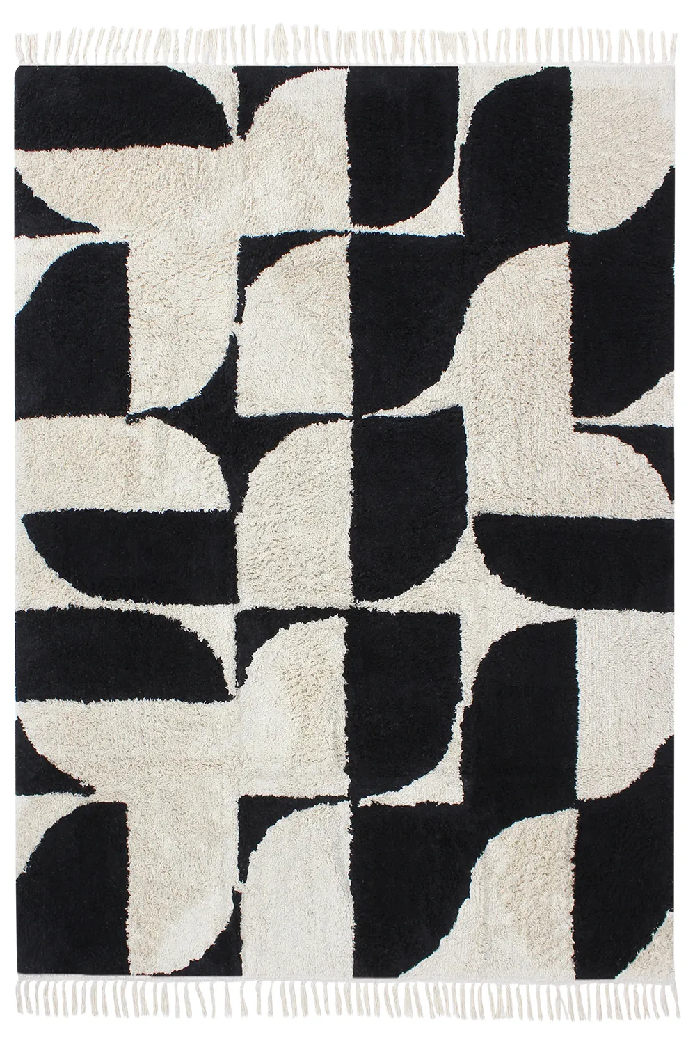 Tapis à poils longs - Siberia Natural Cotton Shaggy (blanc cassé/noir)