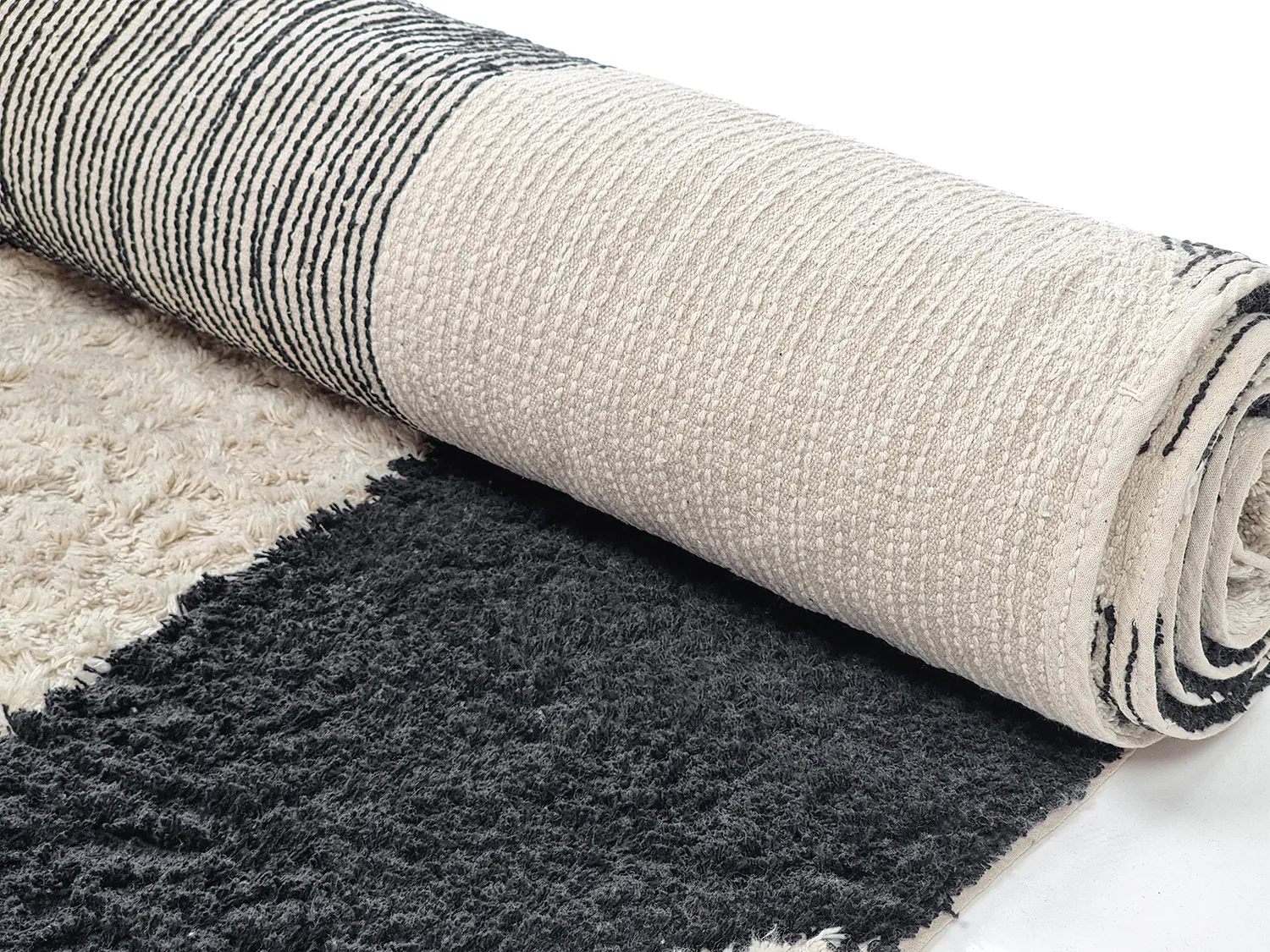 Tapis à poils longs - Siberia Natural Cotton Shaggy (blanc cassé/noir)