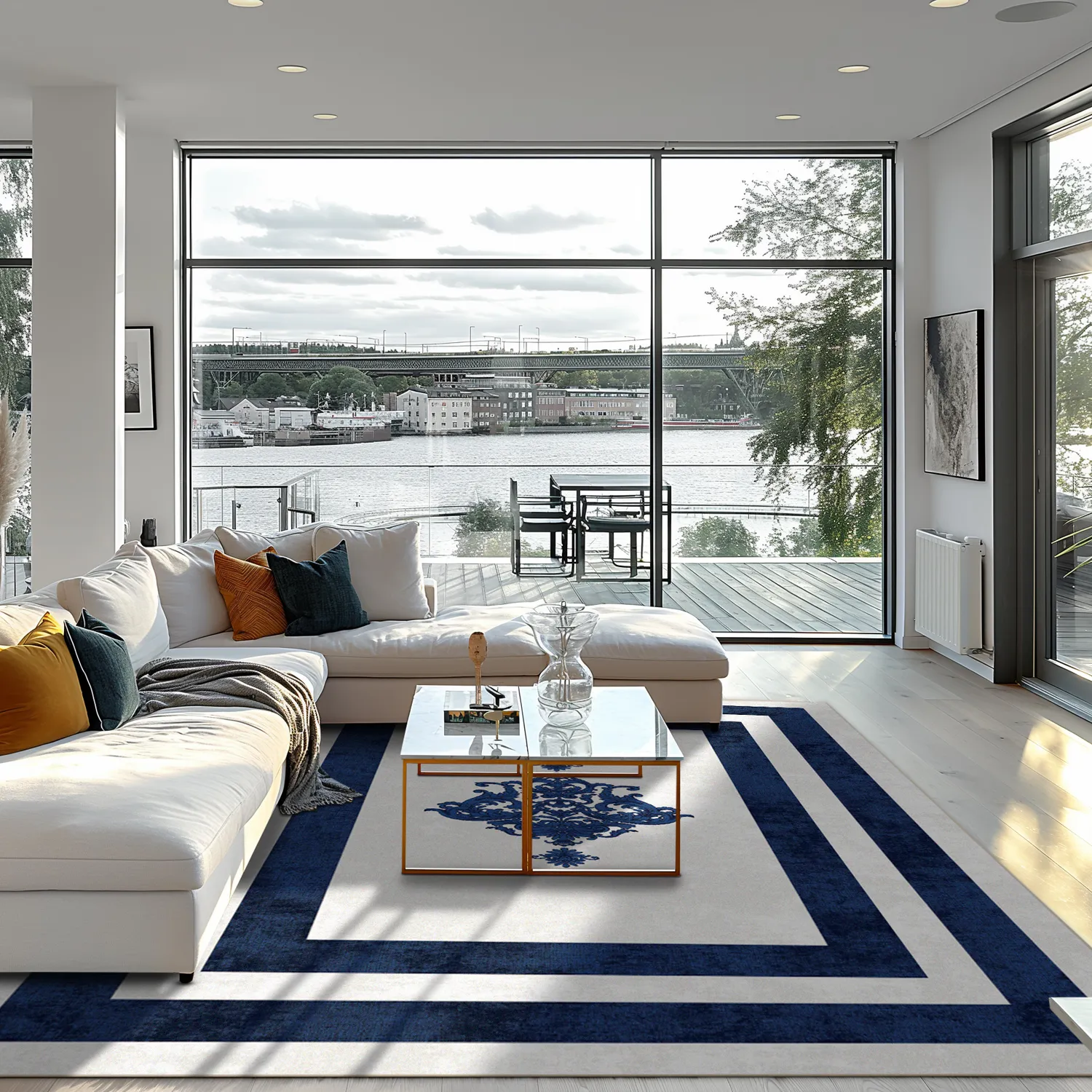 Tapis Wilton - Soros (bleu/blanc)