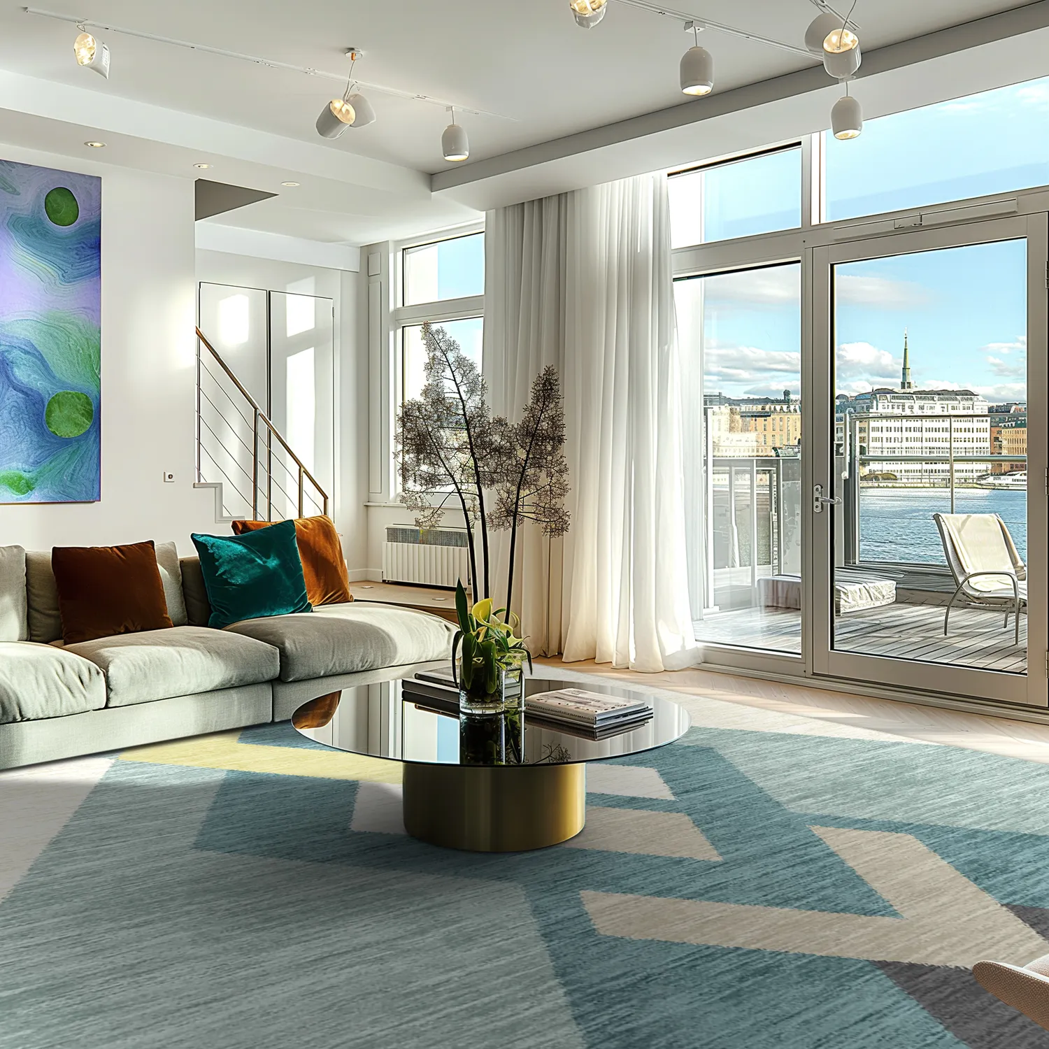 Tapis Wilton - Temara (bleu/multicolore)