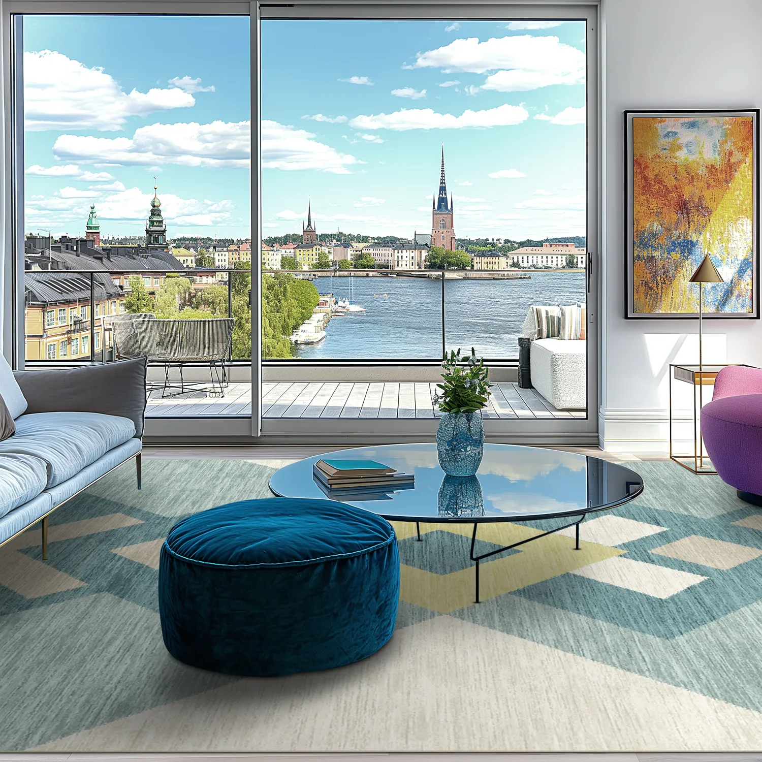 Tapis Wilton - Temara (bleu/multicolore)