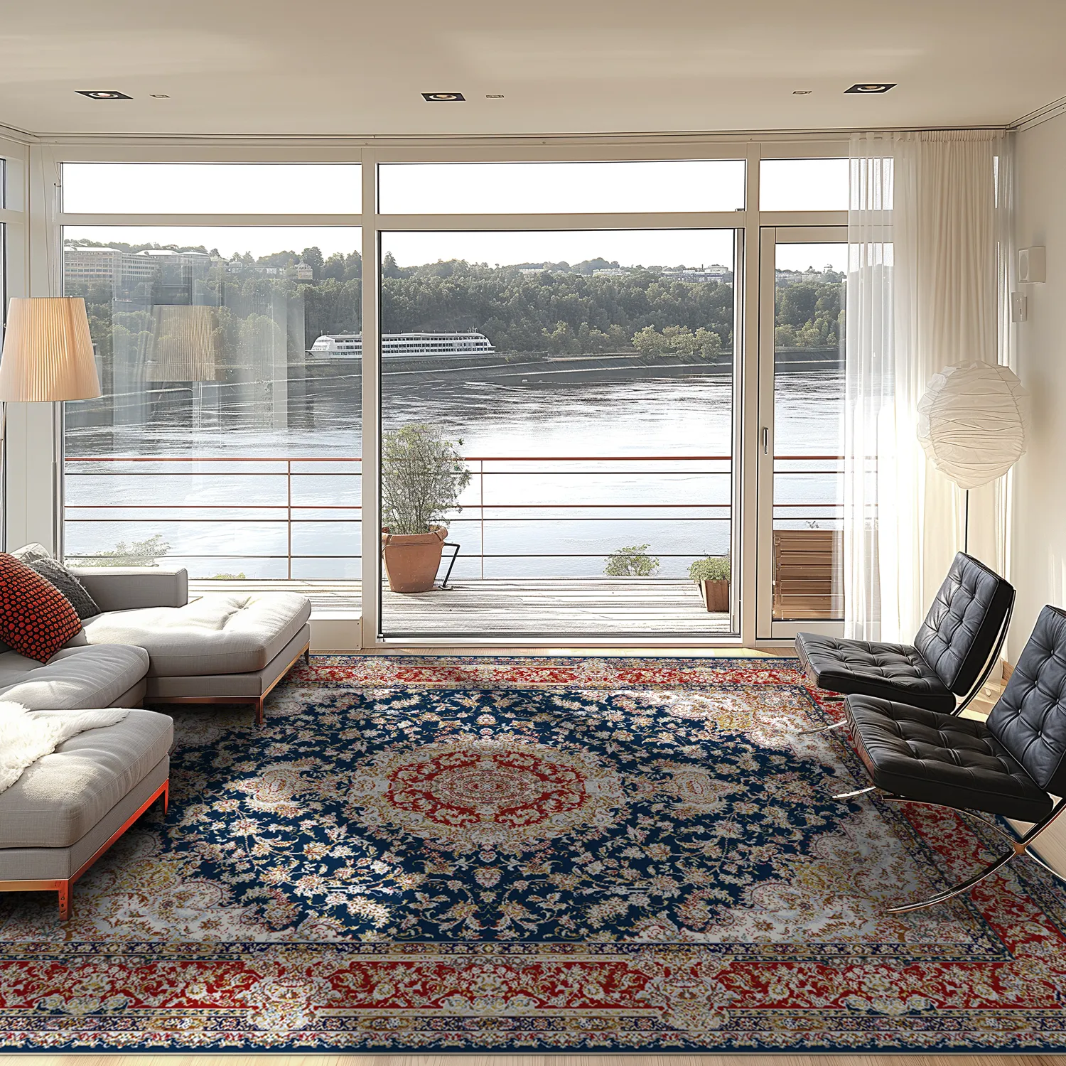 Tapis Wilton - Vakifli (bleu/multicolore)