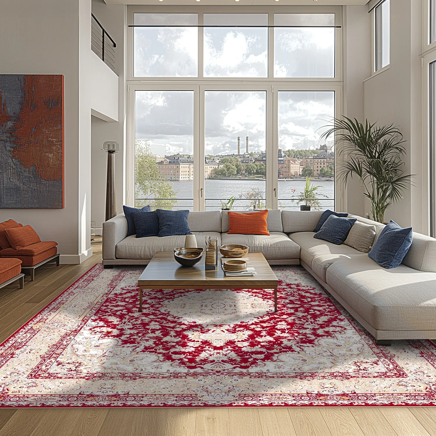 Tapis Wilton - Vakifli (rouge/multicolore)