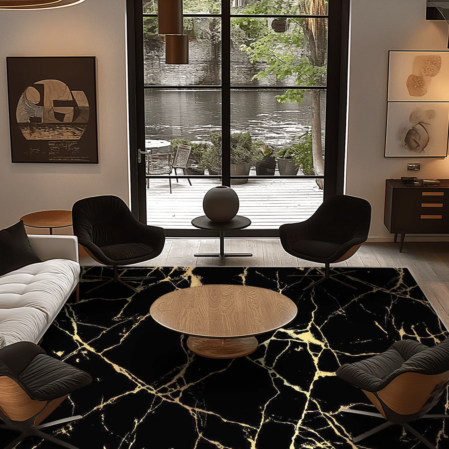 Tapis Wilton - Vieste (noir/doré)