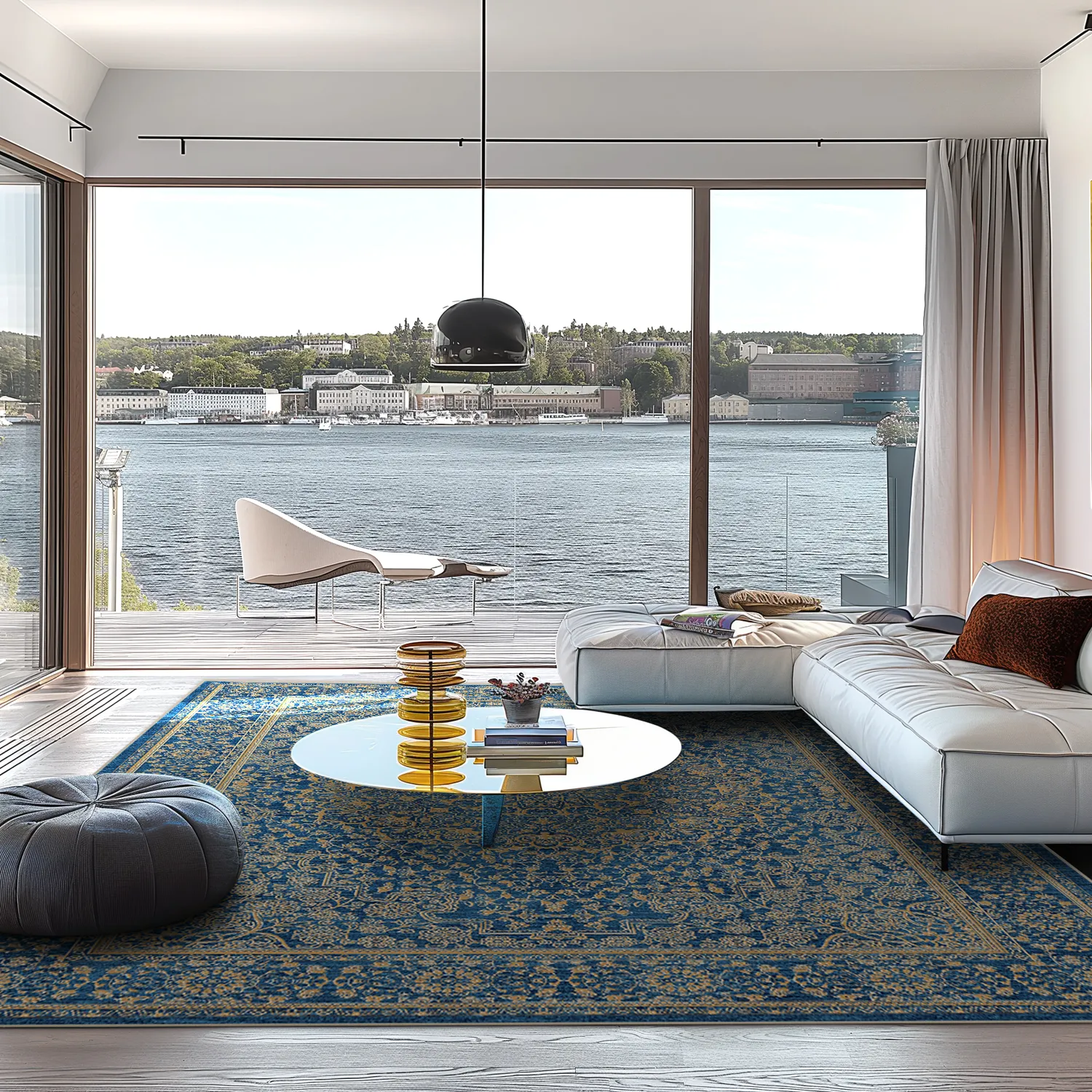 Tapis Wilton - Vinadio (bleu/doré)