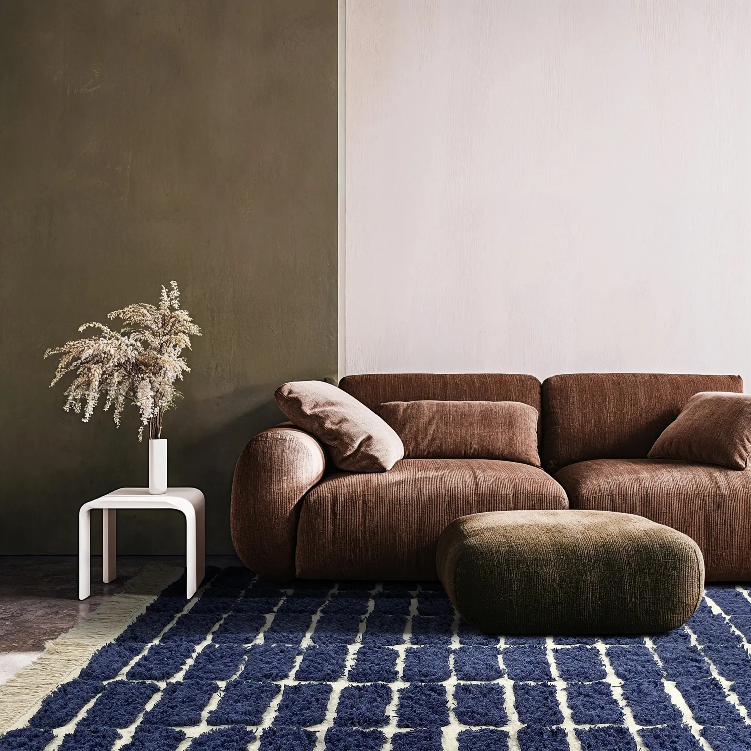Tapis à poils longs - Zola Natural Cotton Shaggy (bleu)