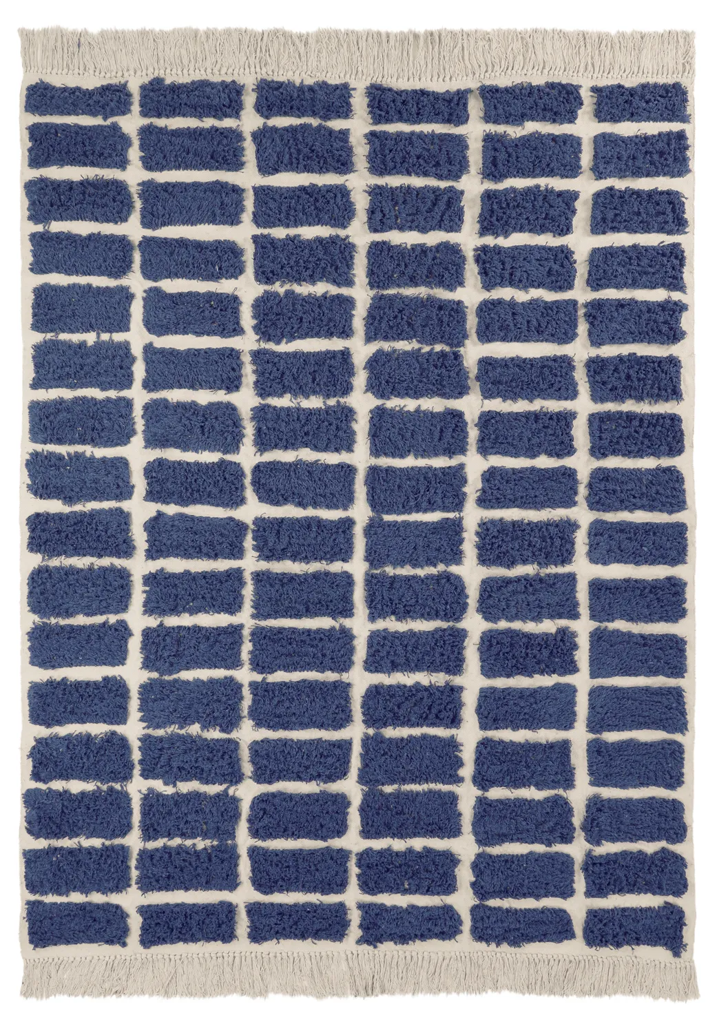 Tapis à poils longs - Zola Natural Cotton Shaggy (bleu)