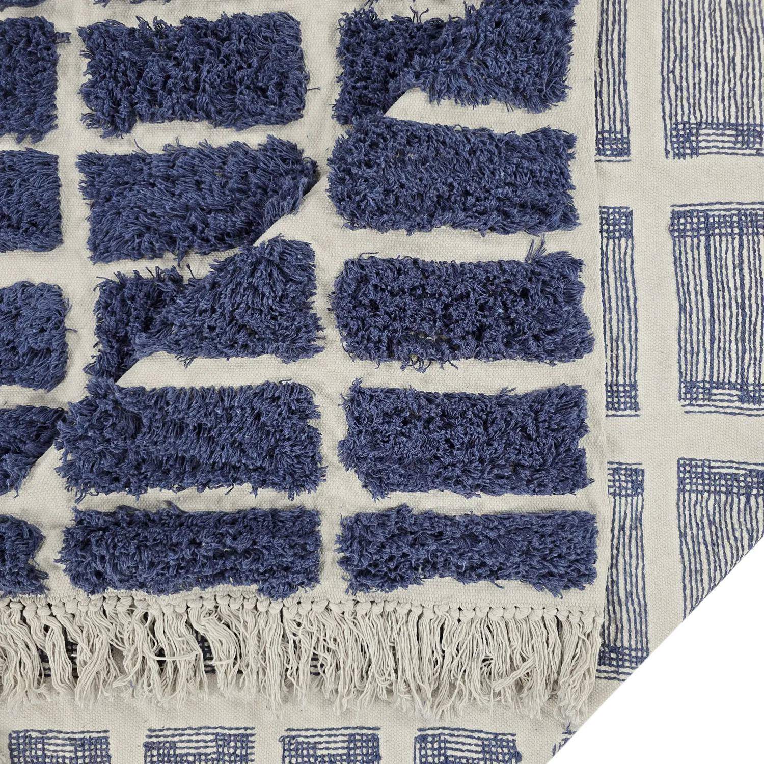Tapis à poils longs - Zola Natural Cotton Shaggy (bleu)