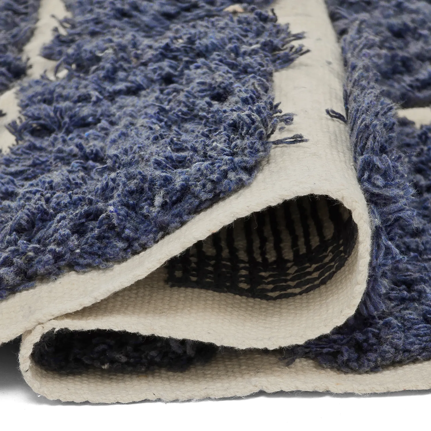 Tapis à poils longs - Zola Natural Cotton Shaggy (bleu)