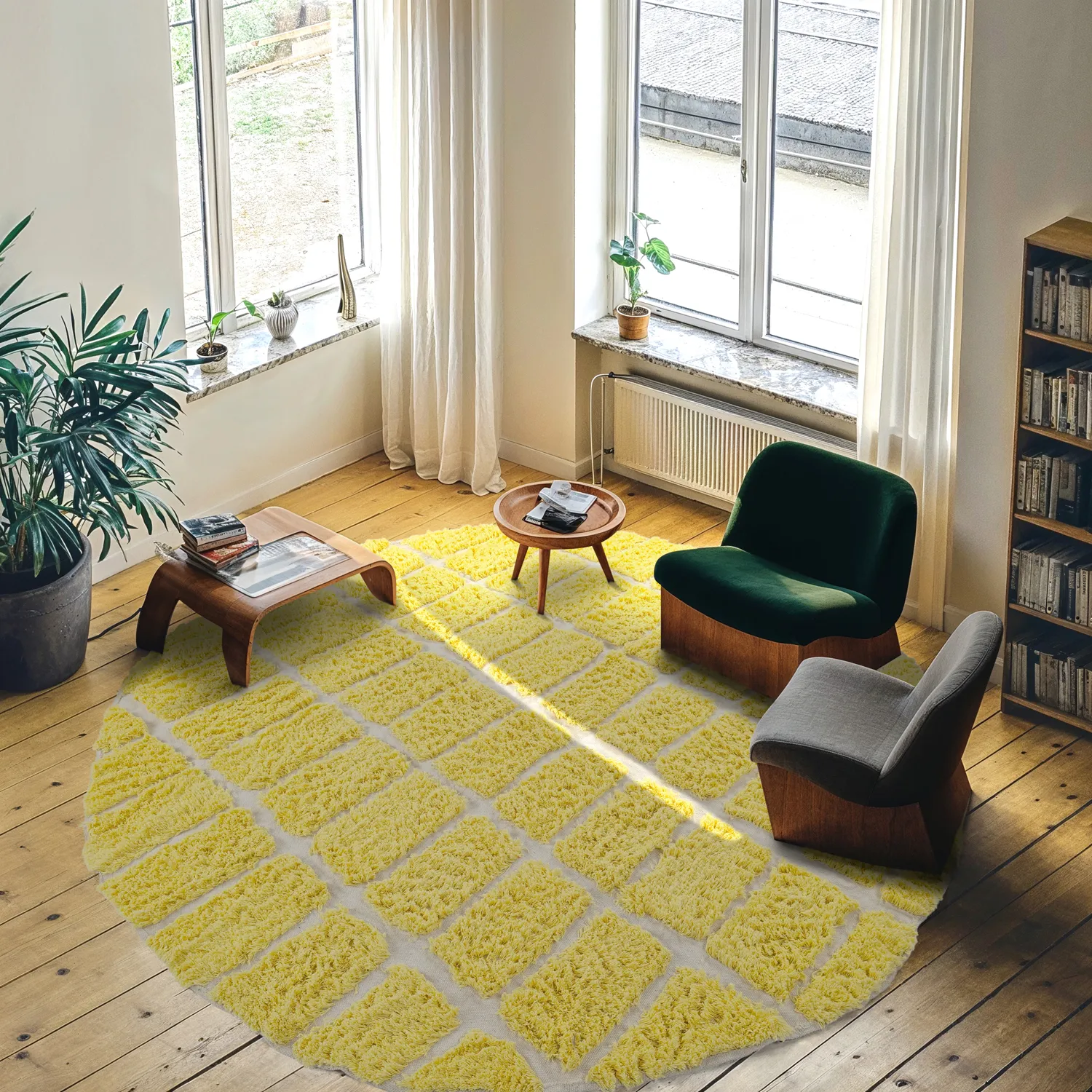 Tapis rond - Zola Natural Cotton Shaggy (jaune)