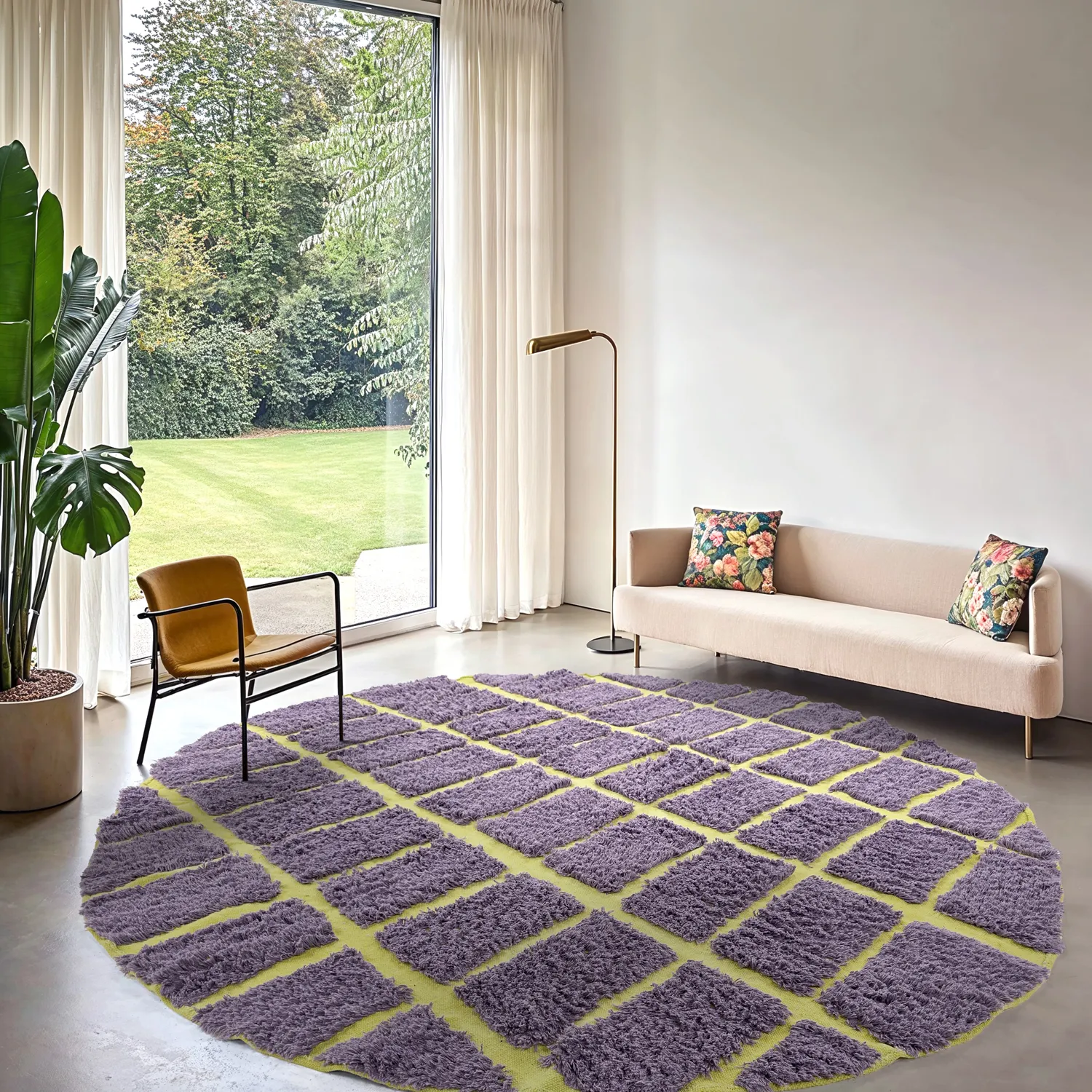 Tapis rond - Zola Natural Cotton Shaggy (violet)