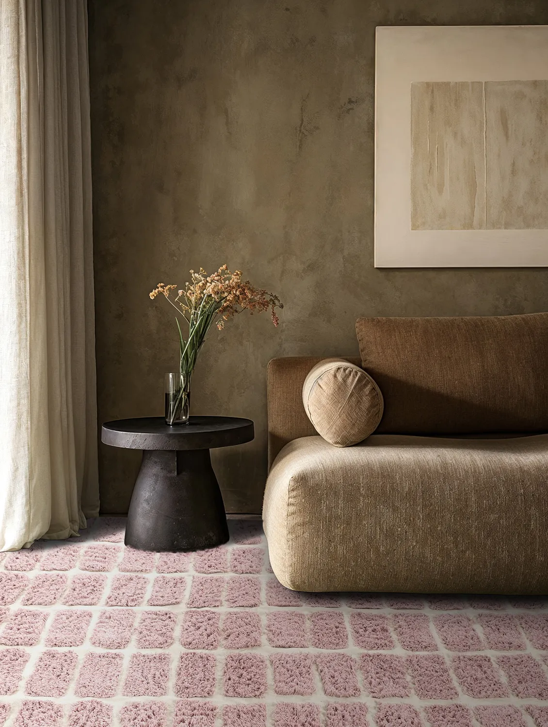 Tapis à poils longs - Zola Natural Cotton Shaggy (rose)