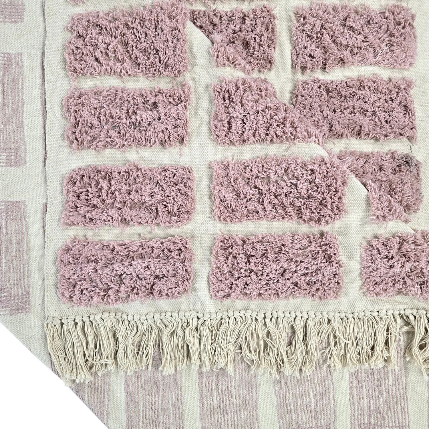 Tapis à poils longs - Zola Natural Cotton Shaggy (rose)