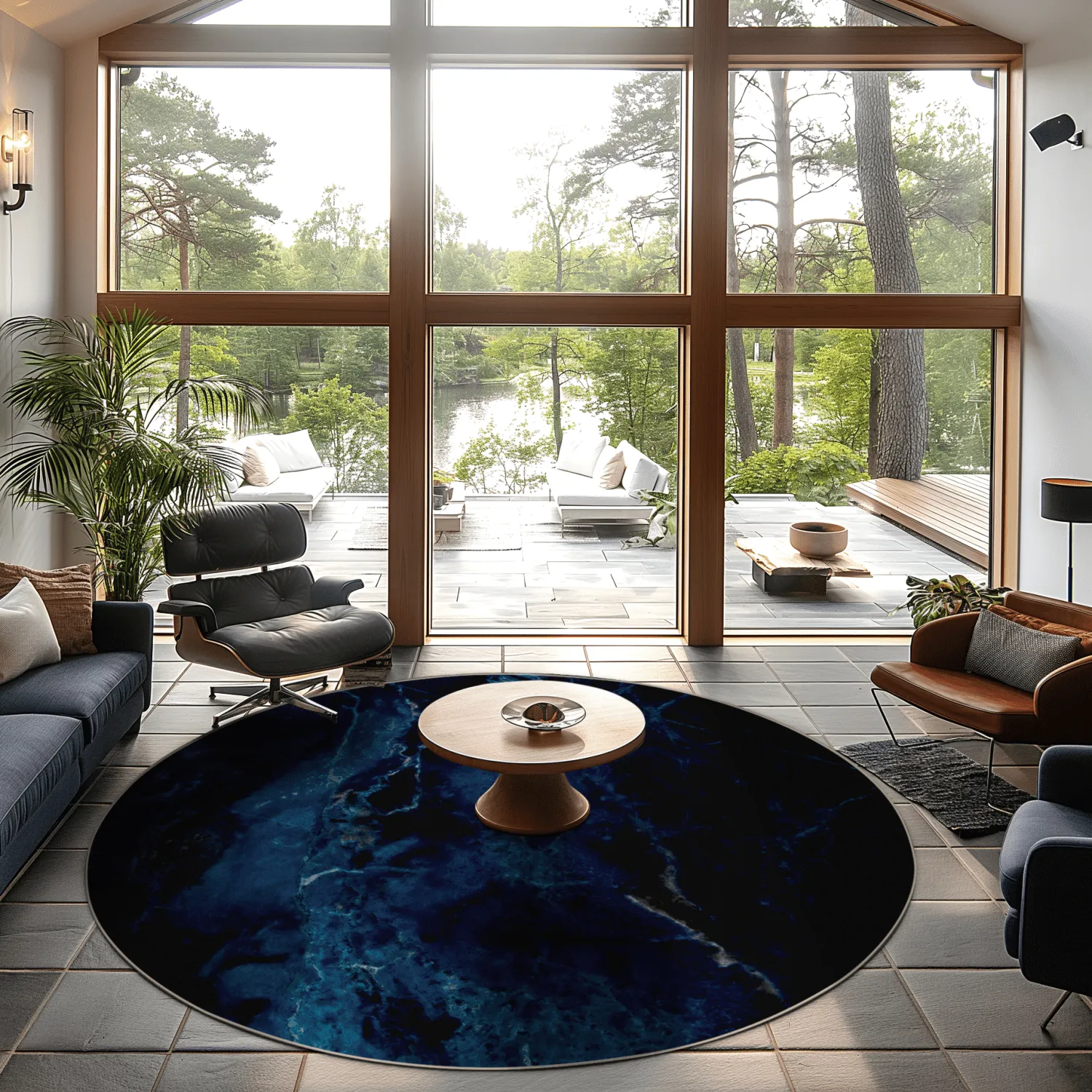 Tapis rond - Zuani (bleu foncé)