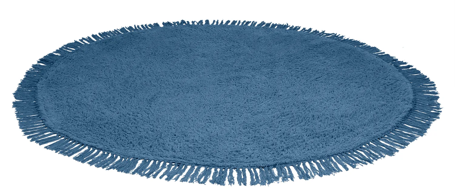 Tapis rond - Alba Natural Cotton Shaggy (bleu)