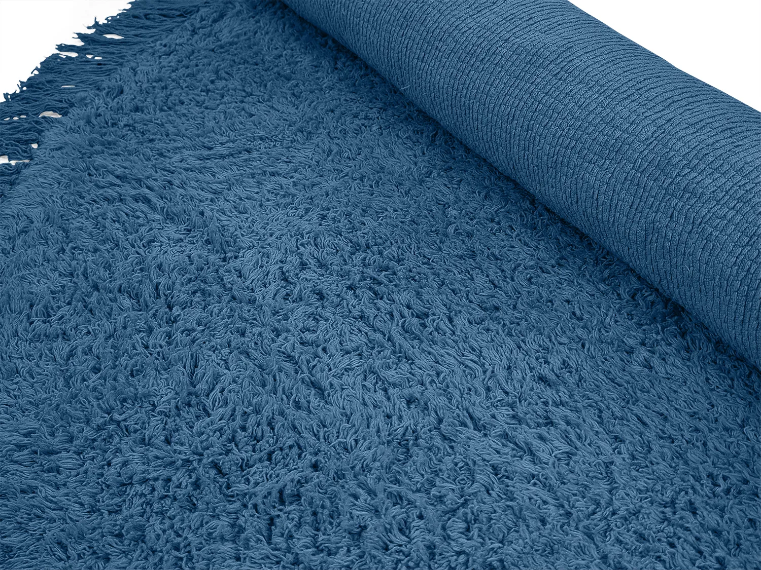 Tapis rond - Alba Natural Cotton Shaggy (bleu)