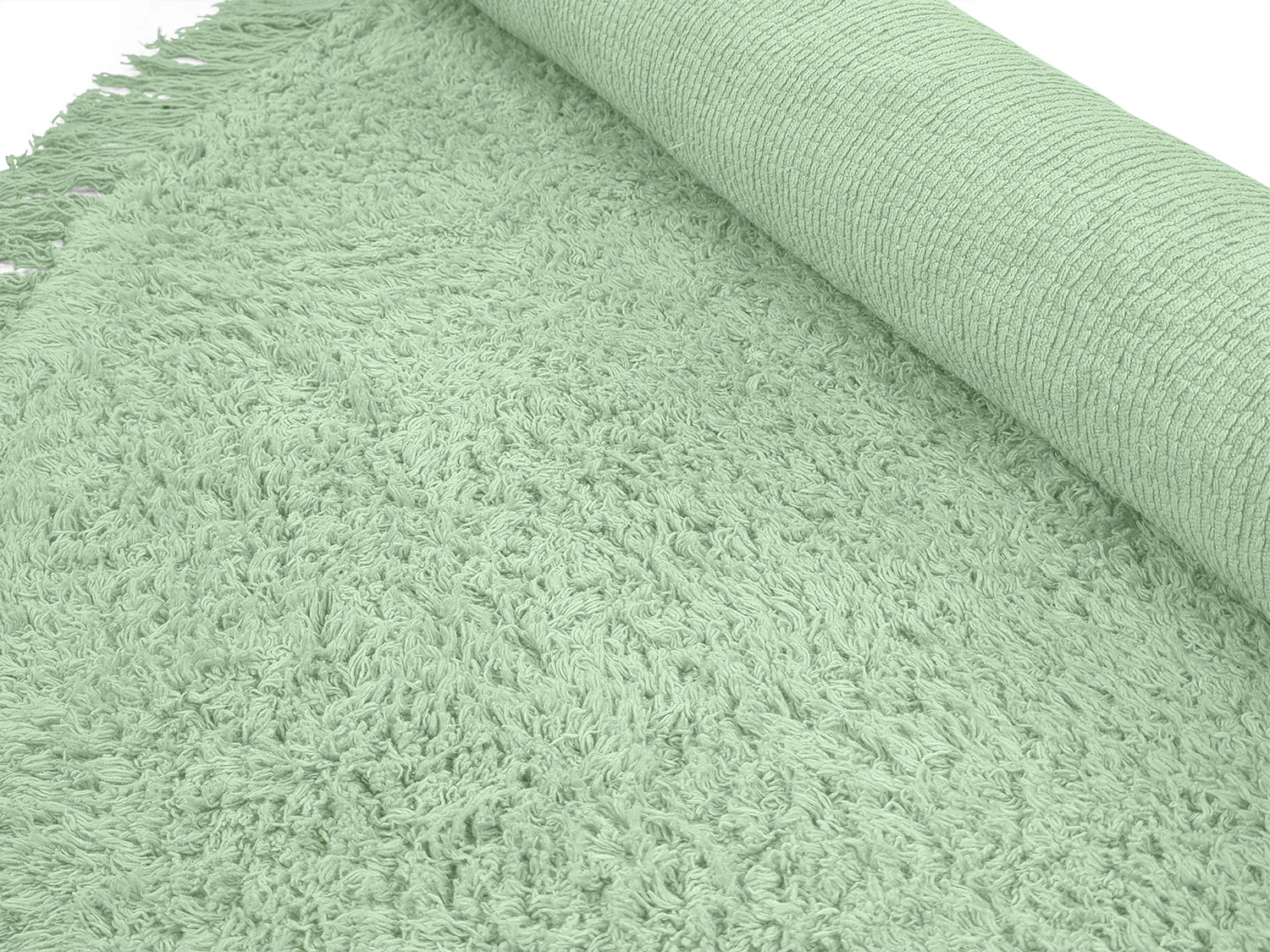 Tapis rond - Alba Natural Cotton Shaggy (vert clair)