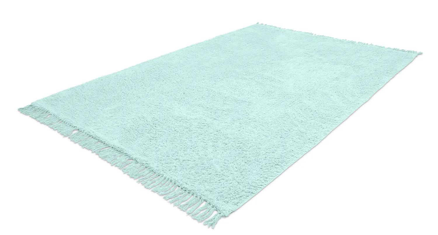 Tapis à poils longs - Alba Natural Cotton Shaggy (turquoise)