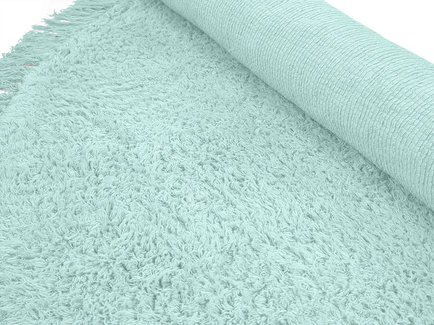 Tapis rond - Alba Natural Cotton Shaggy (turquoise)