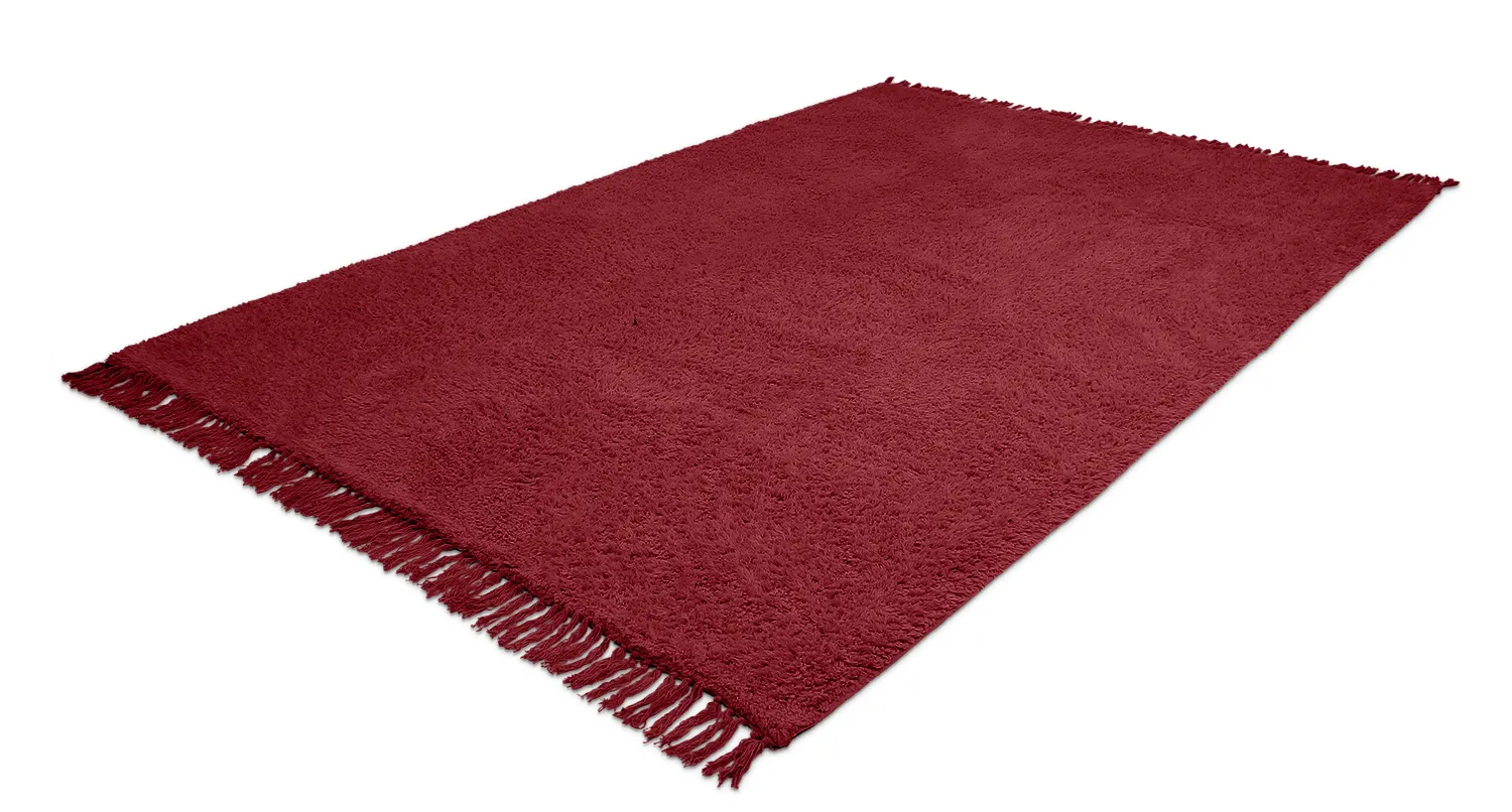 Tapis à poils longs - Alba Natural Cotton Shaggy (bordeaux)