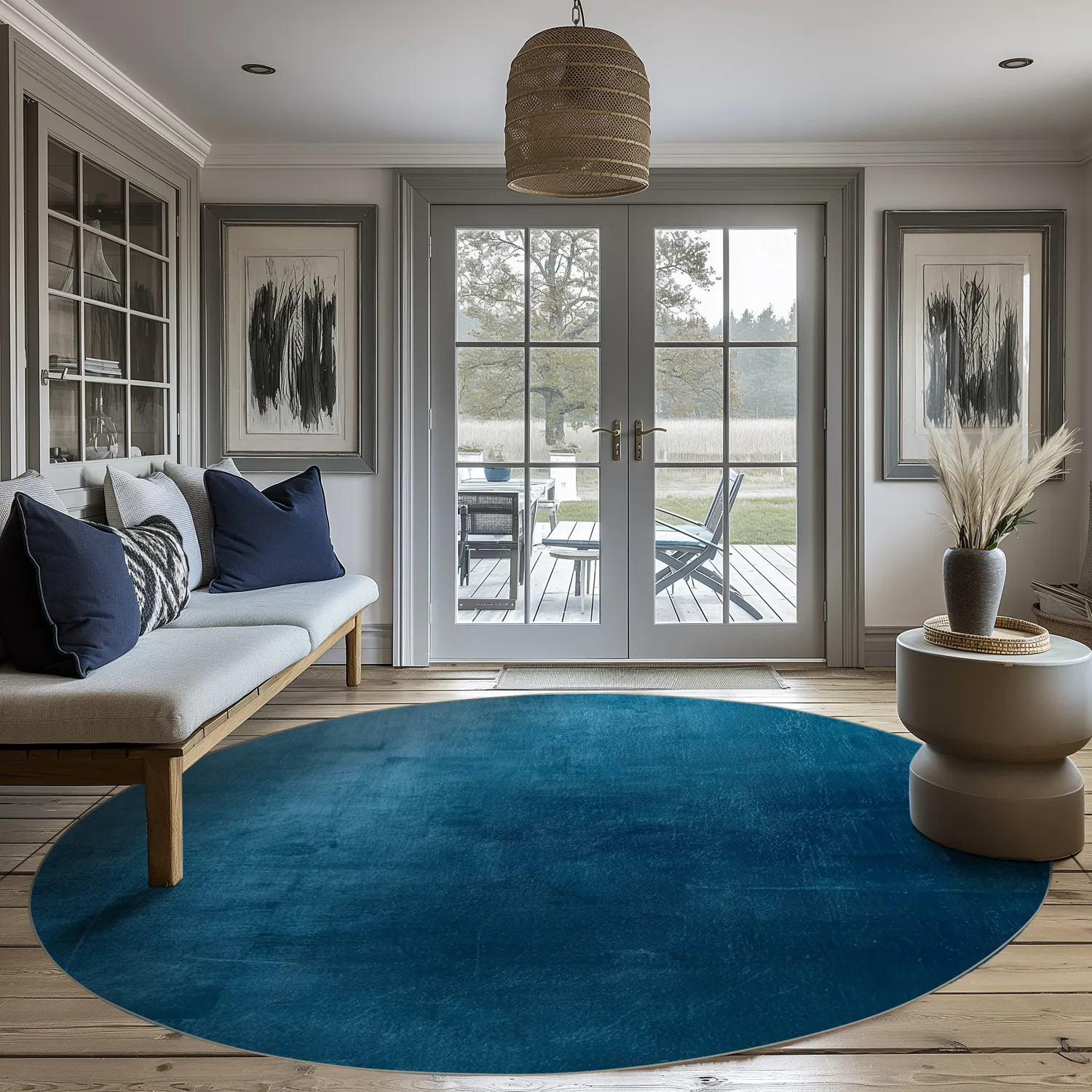 Tapis rond - Artena (bleu foncé)