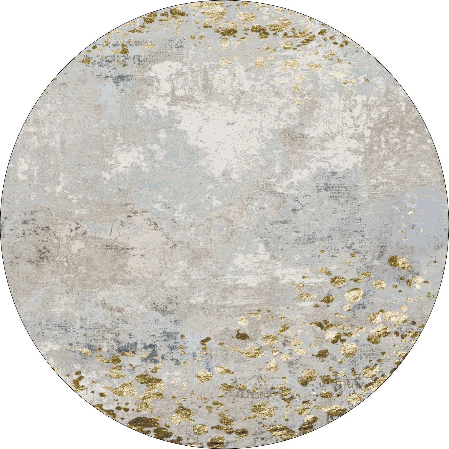 Tapis rond - Maude (gris/doré)