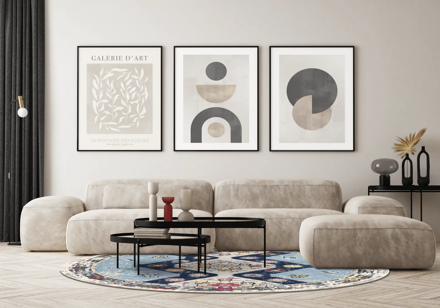 Tapis rond - Mazzarino (bleu/multicolore)