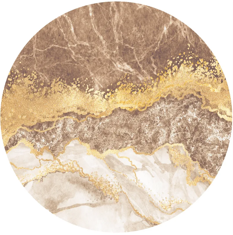 Tapis rond - Padova (marron/blanc/doré)