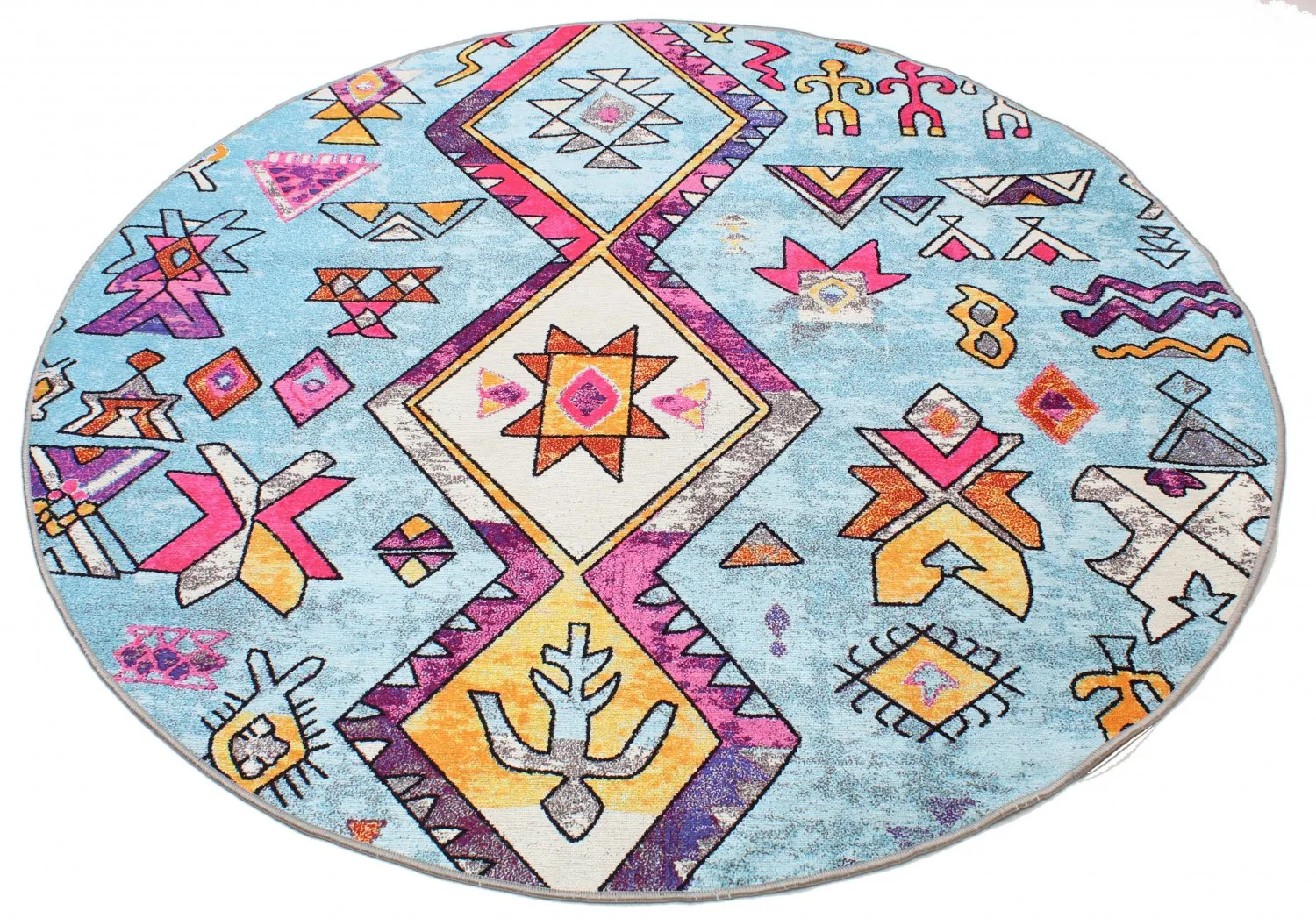 Tapis rond - Misare (bleu/multicolore)