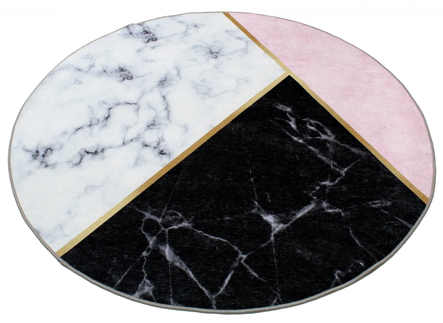 Tapis rond - Savino (noir/blanc/rose)
