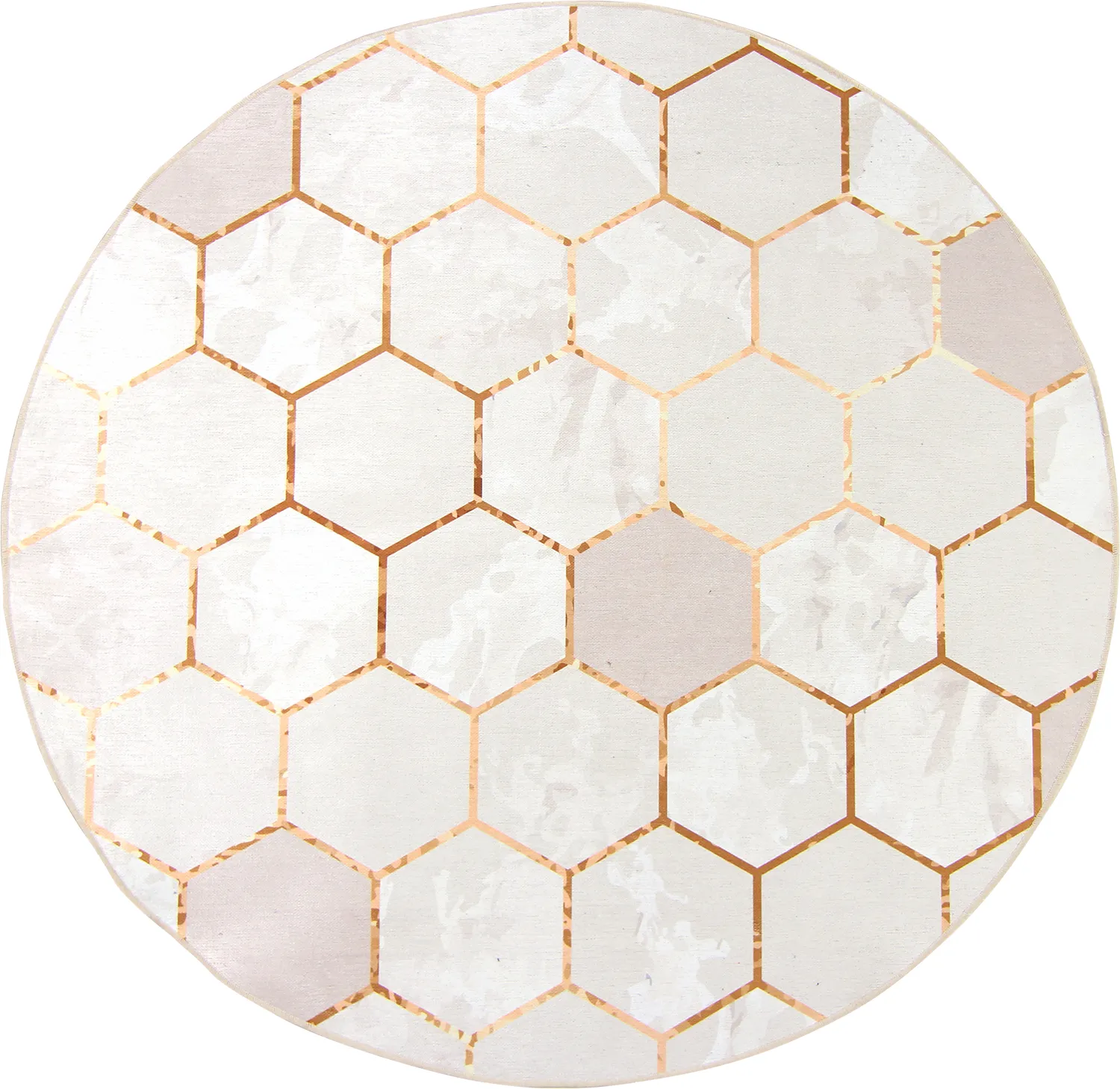 Tapis rond - Morino (beige/blanc/doré)