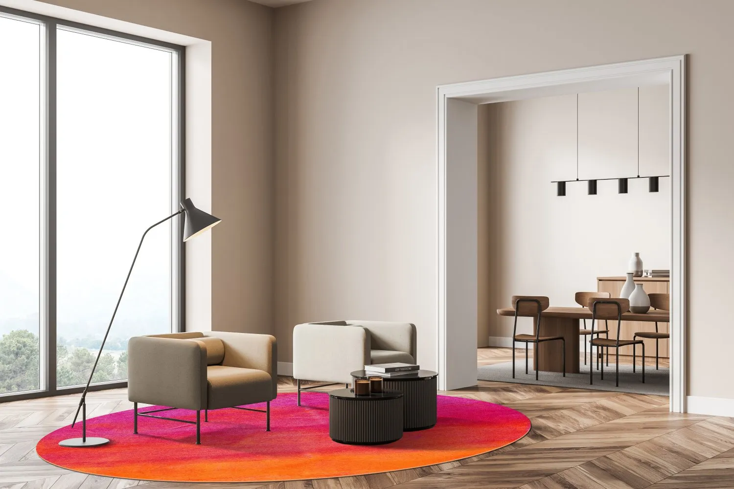 Tapis rond - Moura (multicolore)