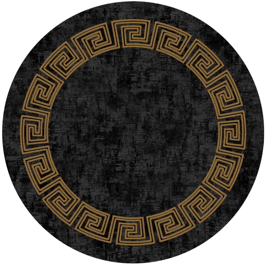 Tapis rond - Myra (noir/doré)