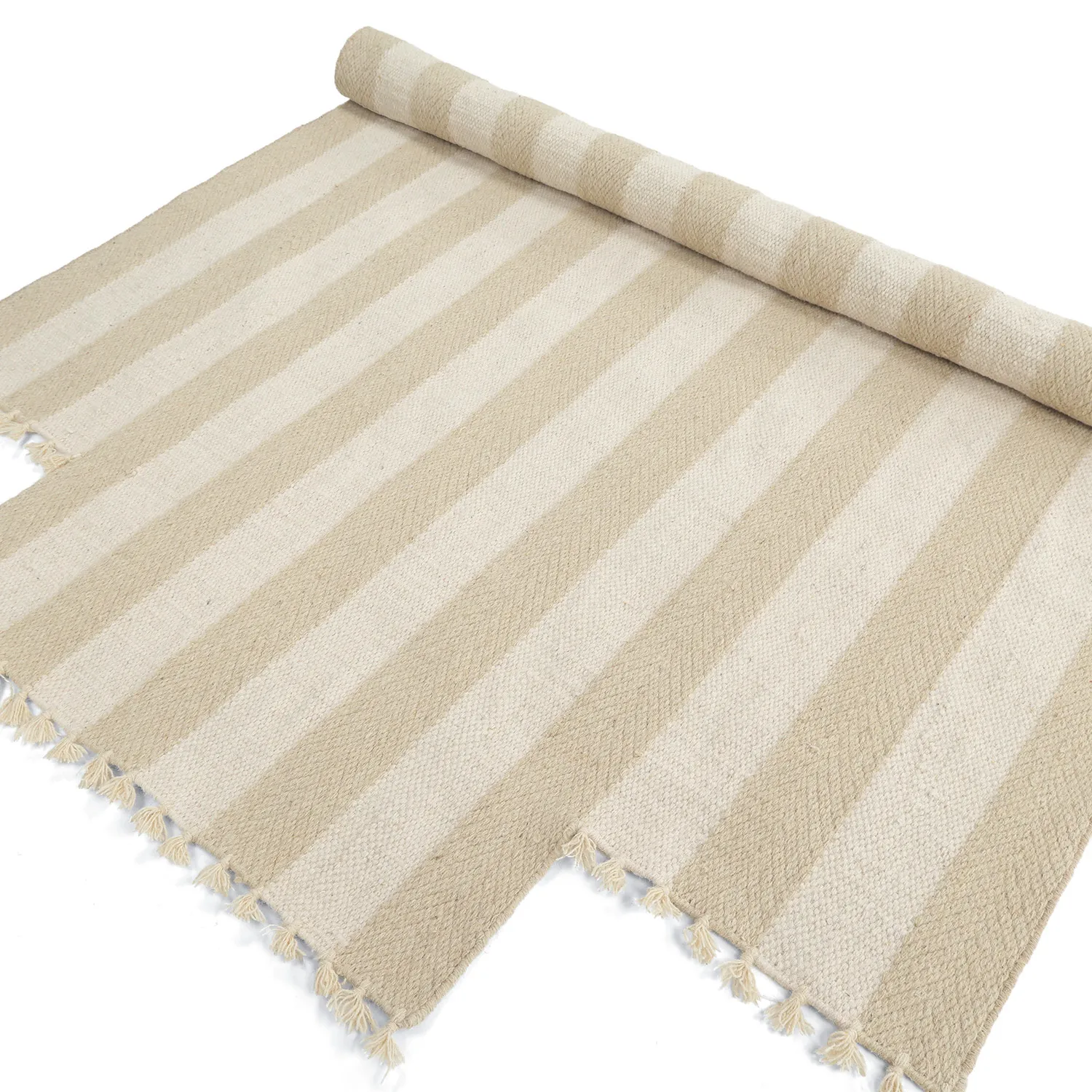 Tapis en laine irrégulière - Kystaro (crème/beige)