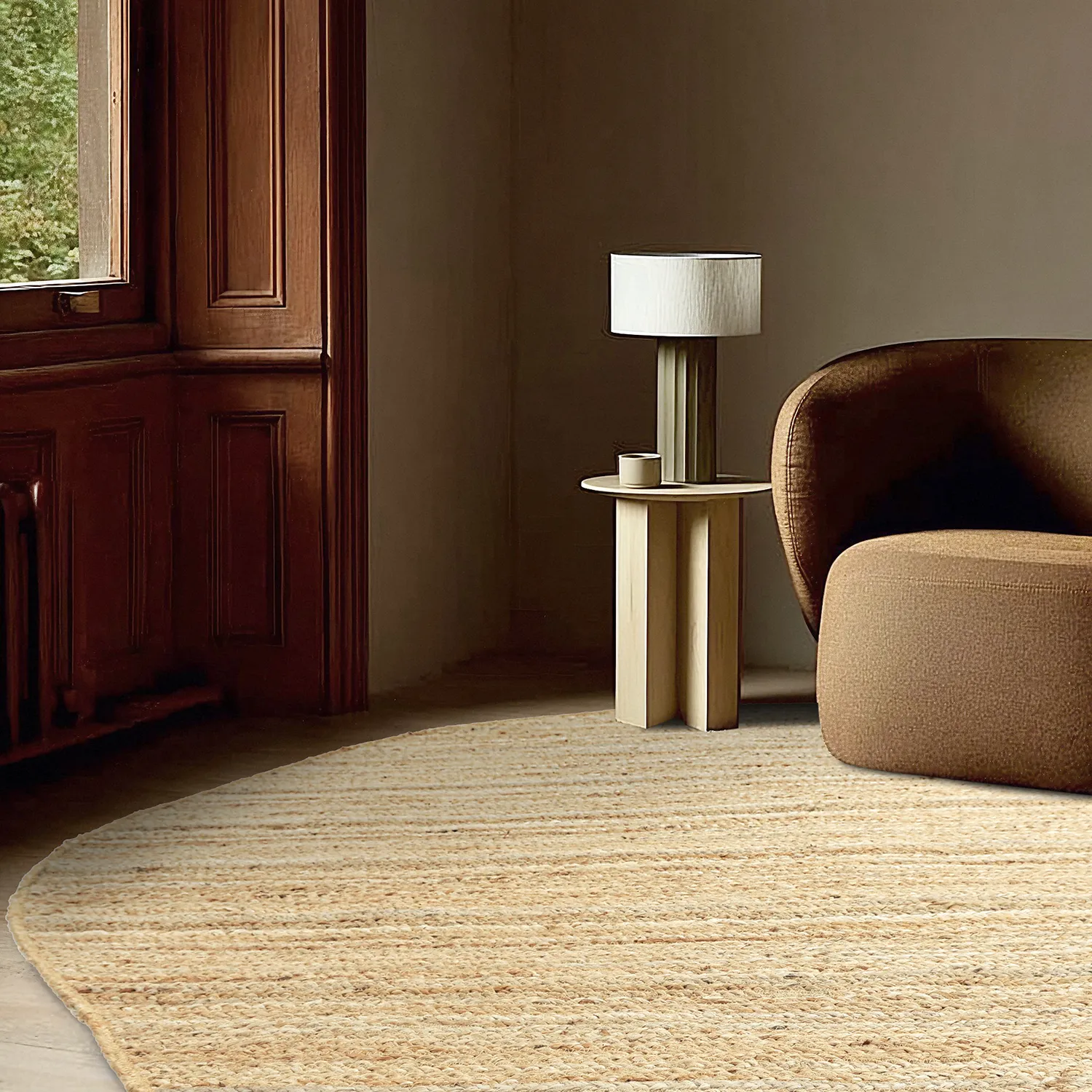 Tapis rond irrégulier en jute - San Francisco (jute)
