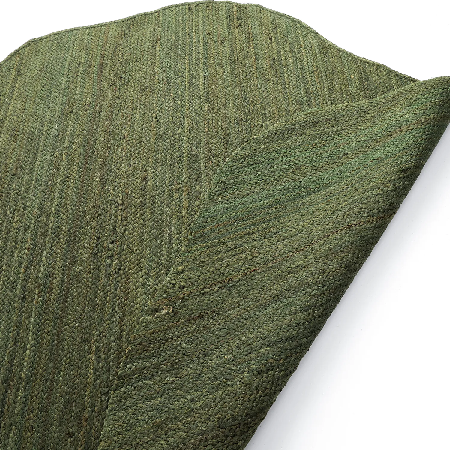 Tapis rond irrégulier en jute - San Francisco (vert militaire)