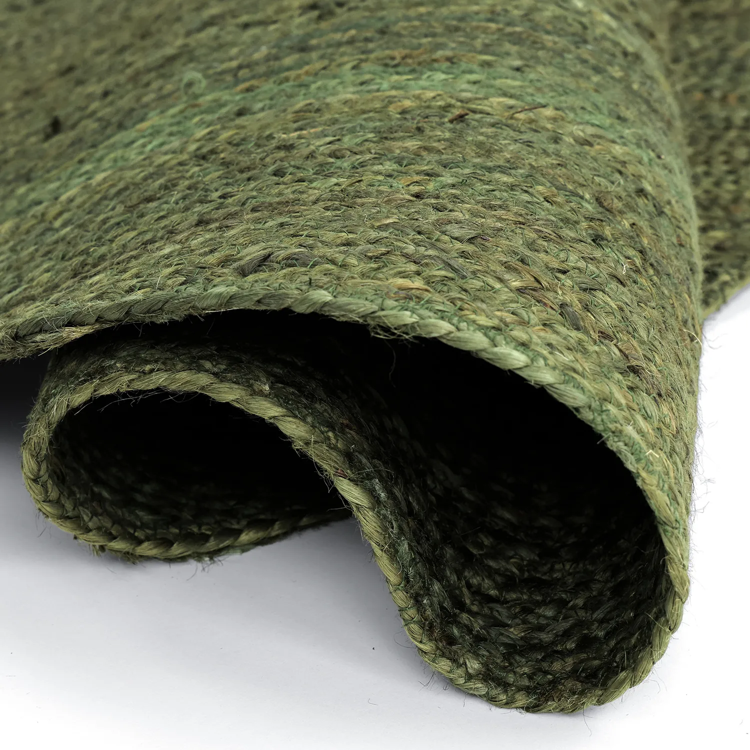 Tapis rond irrégulier en jute - San Francisco (vert militaire)