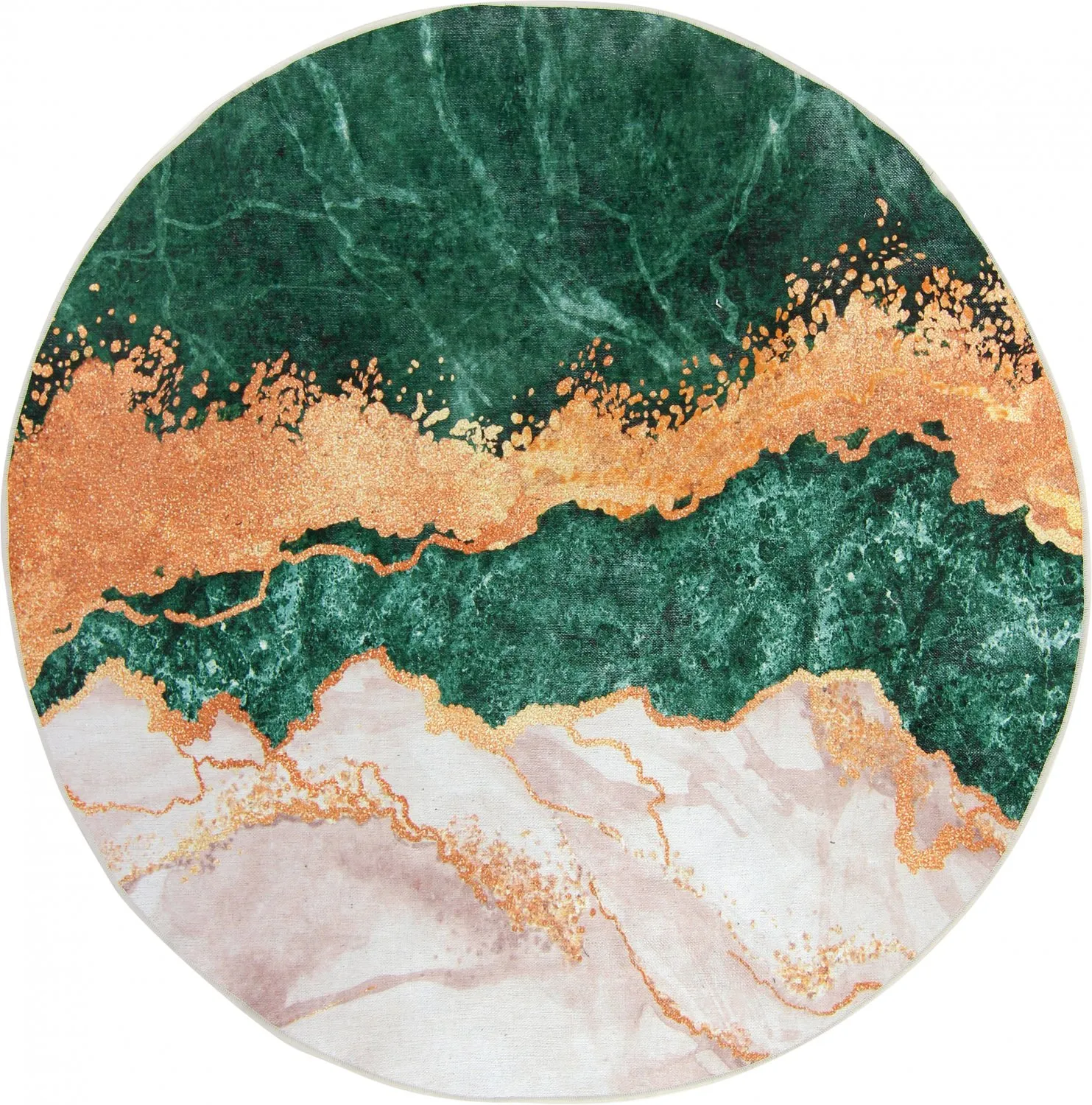 Tapis rond - Padova (vert/orange)