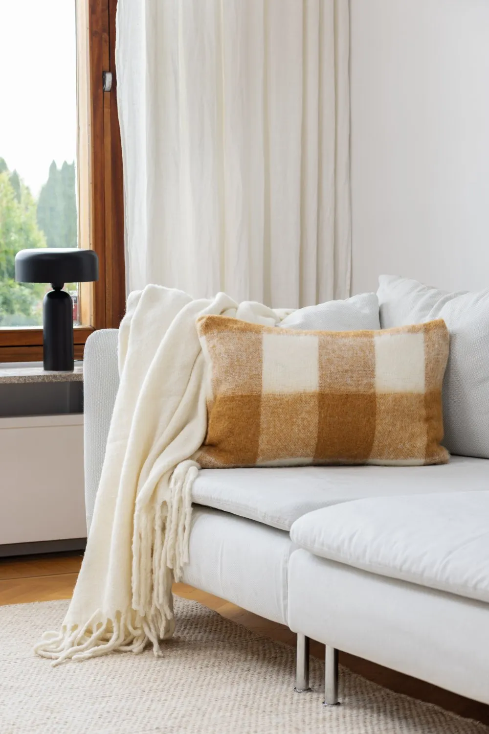 Housse de coussin en mélange de laine - Phoebe (jaune)