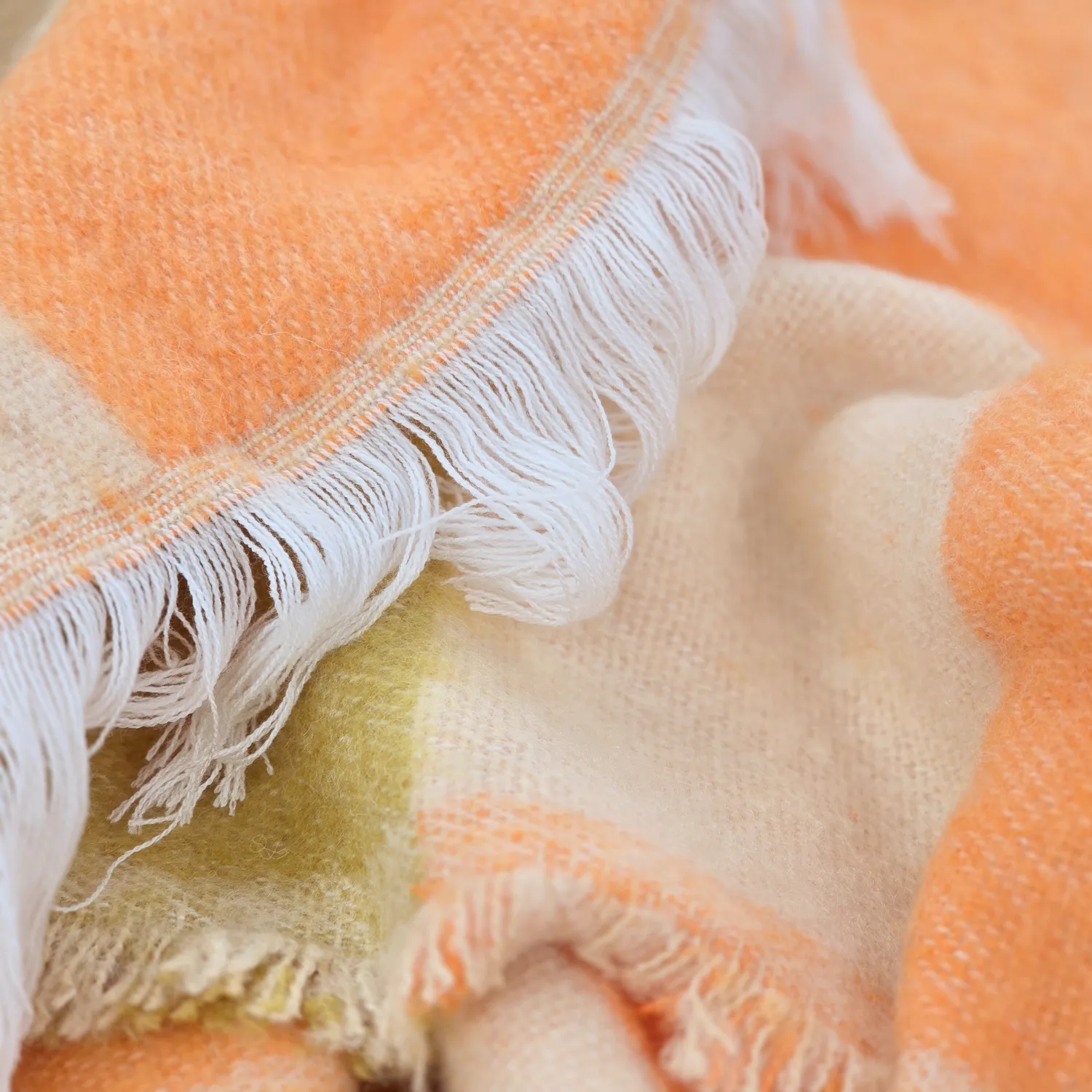 Plaids - Plaid en mélange de laine - Audrey Check (beige/jaune/orange)