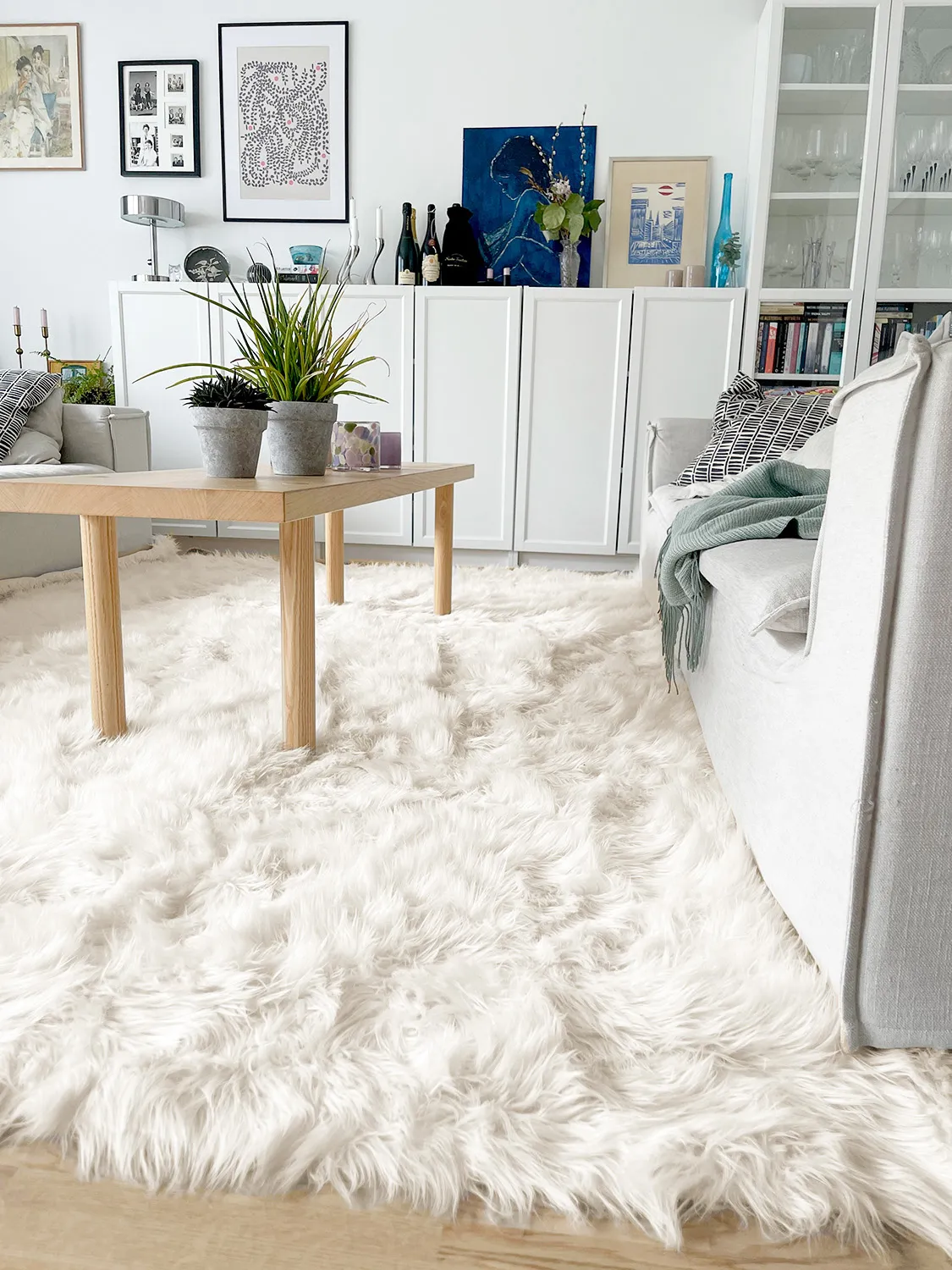 Tapis à poils longs - Pomaire (blanc)