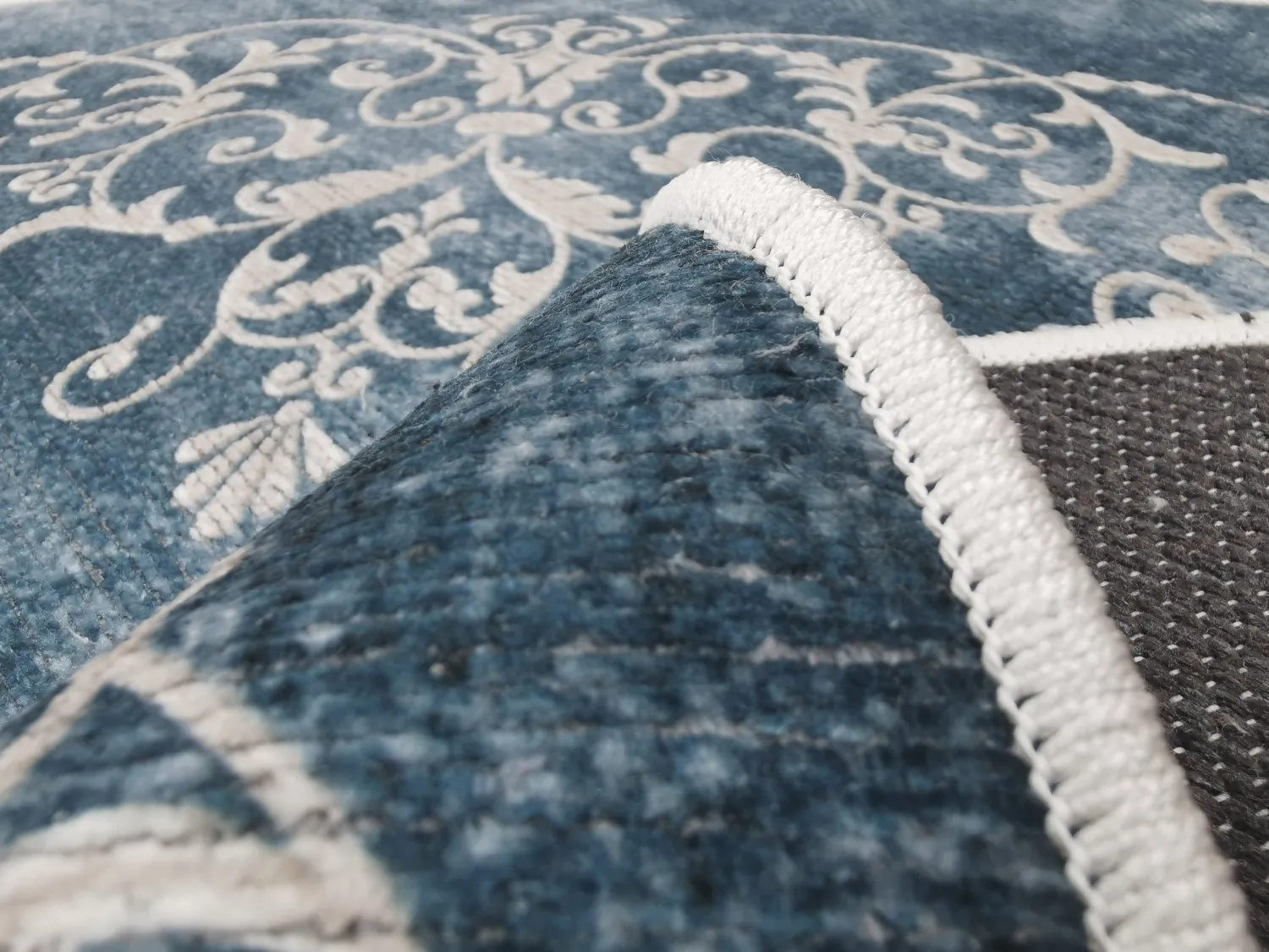Tapis rond - Santi (bleu/beige)