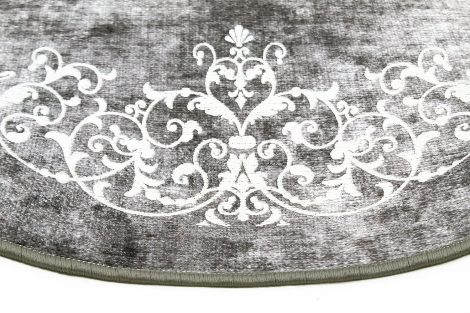 Tapis rond - Santi (gris foncé/blanc)