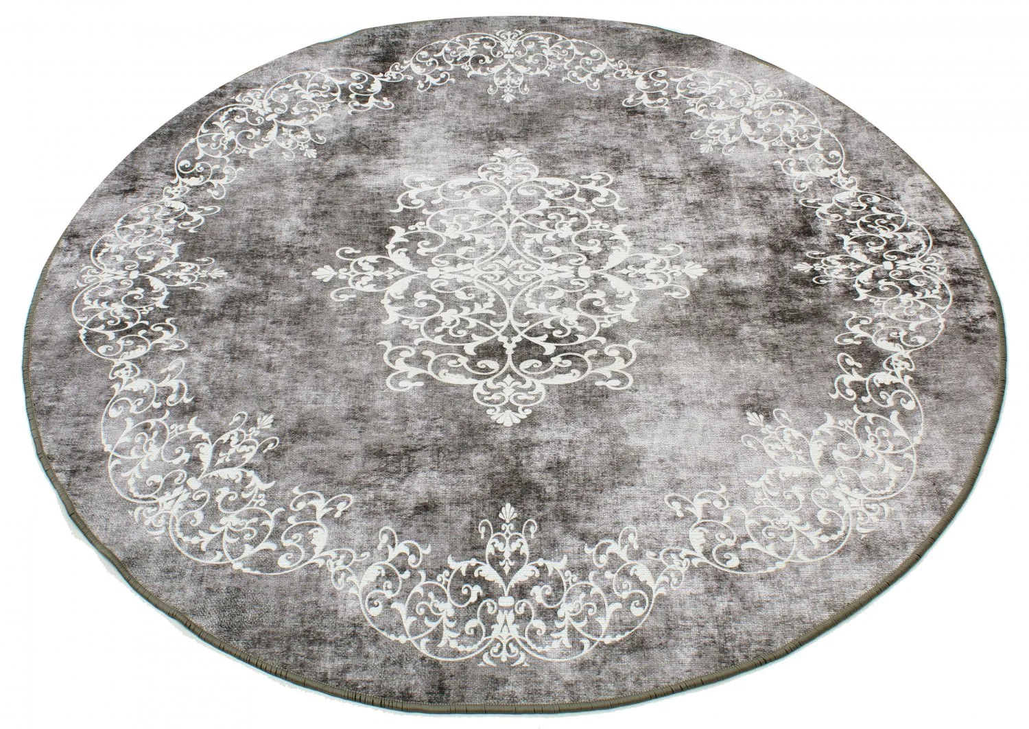 Tapis rond - Santi (gris foncé/blanc)