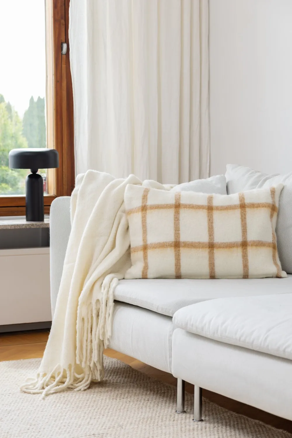 Housse de coussin en mélange de laine - Rachel (jaune)